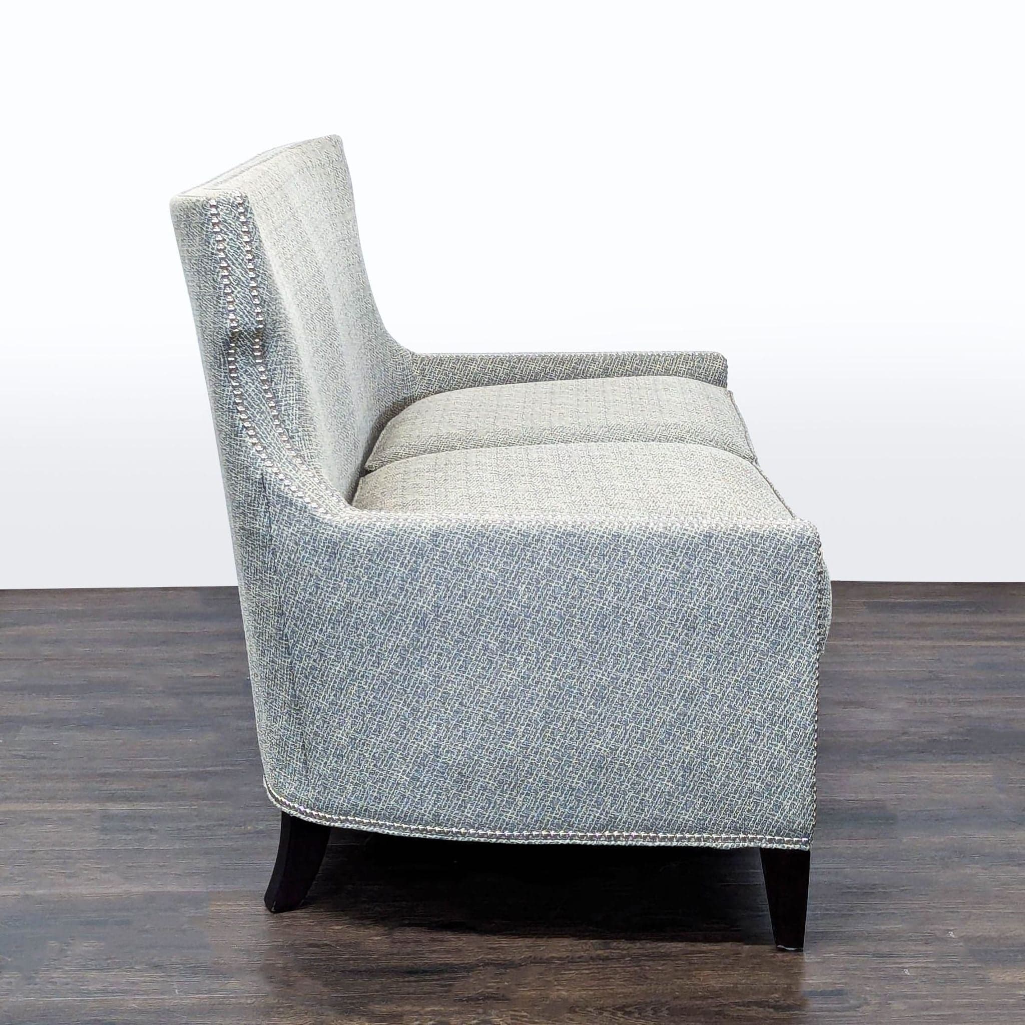 Thomasville Modern Grey Upholstered Loveseat with Nailhead Trim - Thumbnail 3