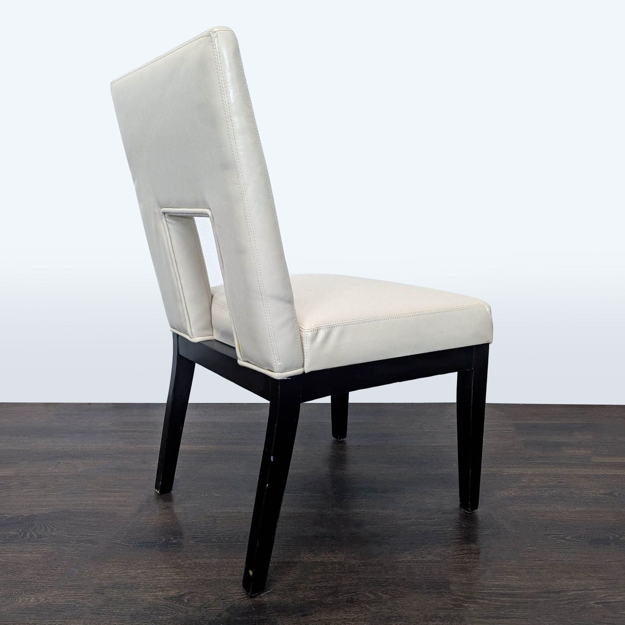 Pier 1 Imports Leather Dining Chair on Wood Legs - Thumbnail 4