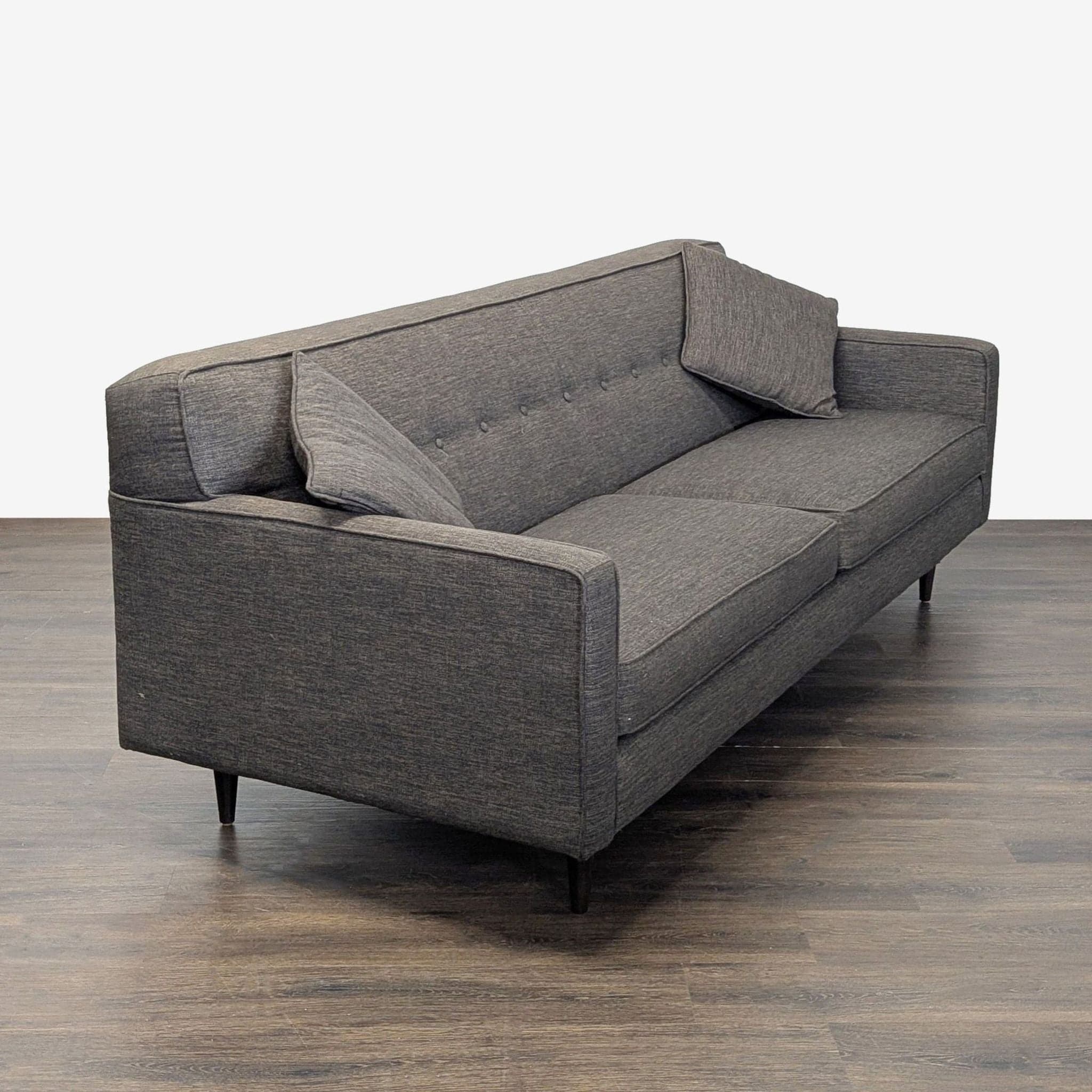 Modern Dark Grey 3-Seat Sofa with Cushions - Thumbnail 2
