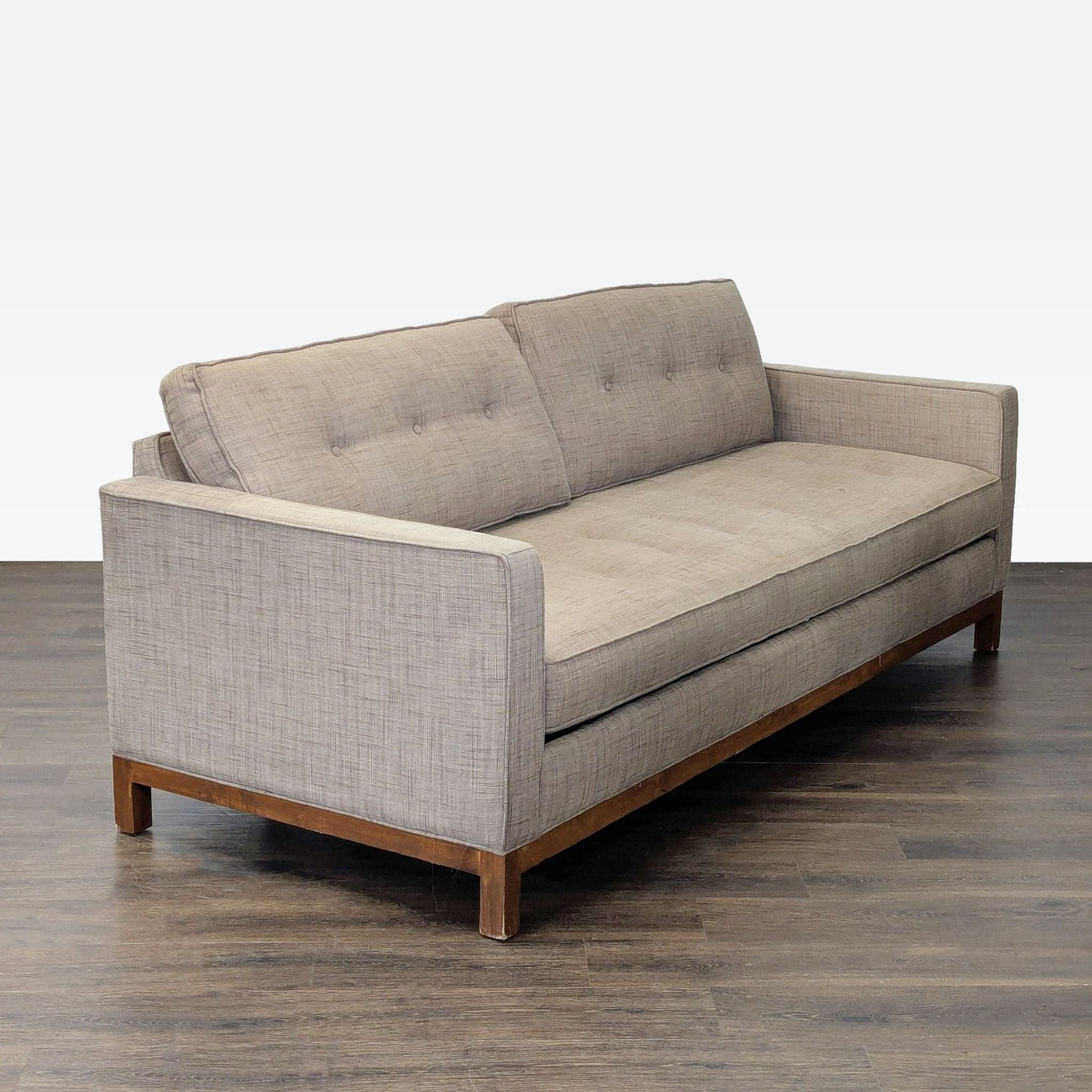 Modern Sleeper Sofa with Wooden Base and Button-Tufted Back - Thumbnail 4