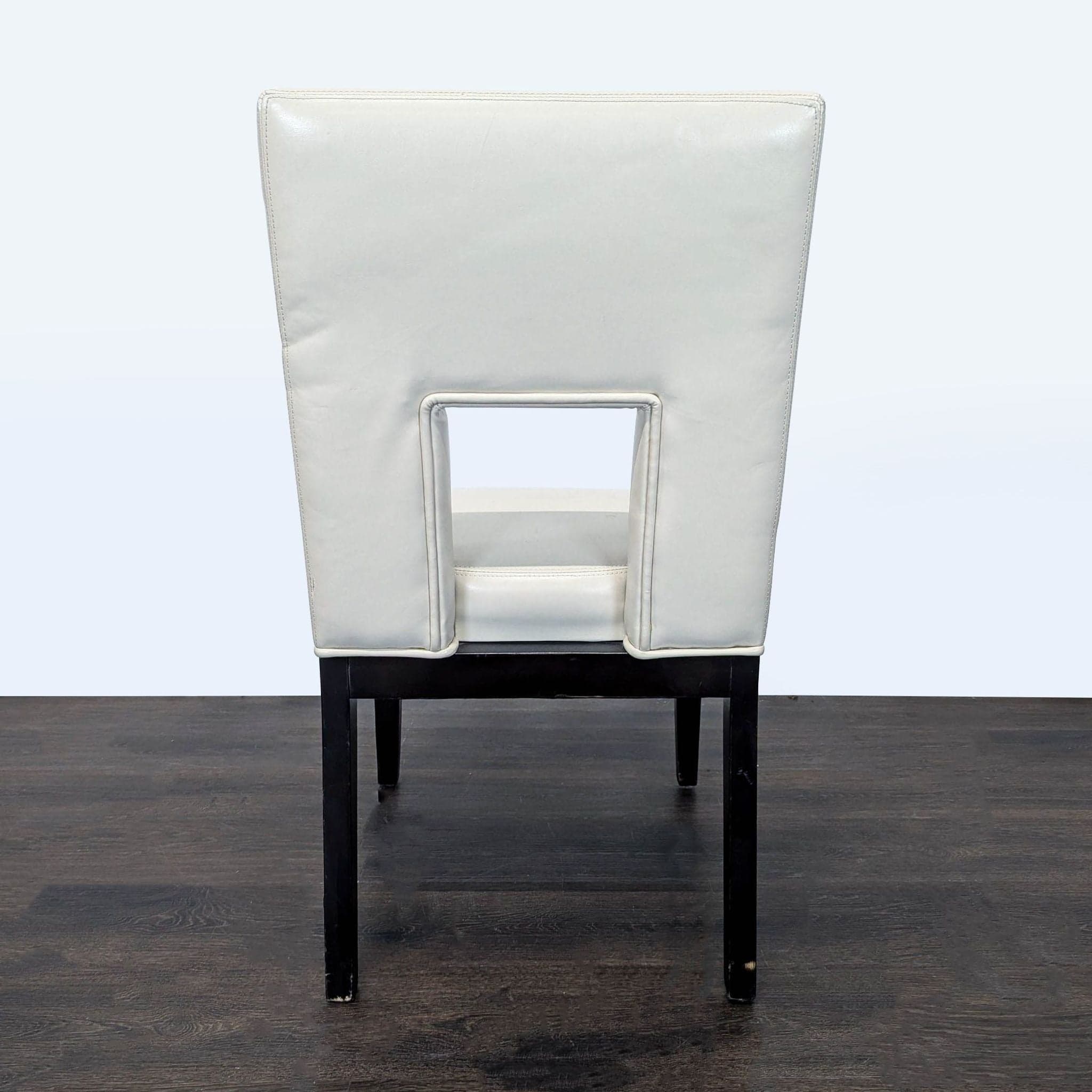 Pier 1 Imports Leather Dining Chair on Wood Legs - Thumbnail 5