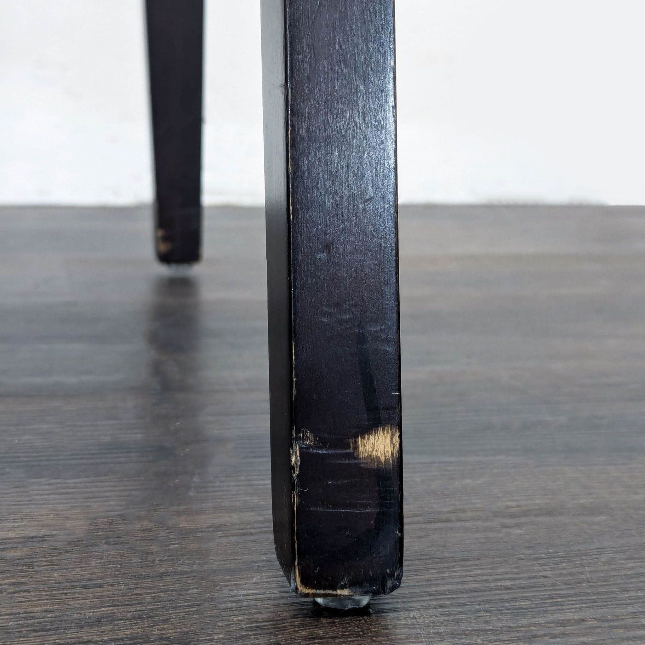Pier 1 Imports Leather Dining Chair on Wood Legs - Thumbnail 8