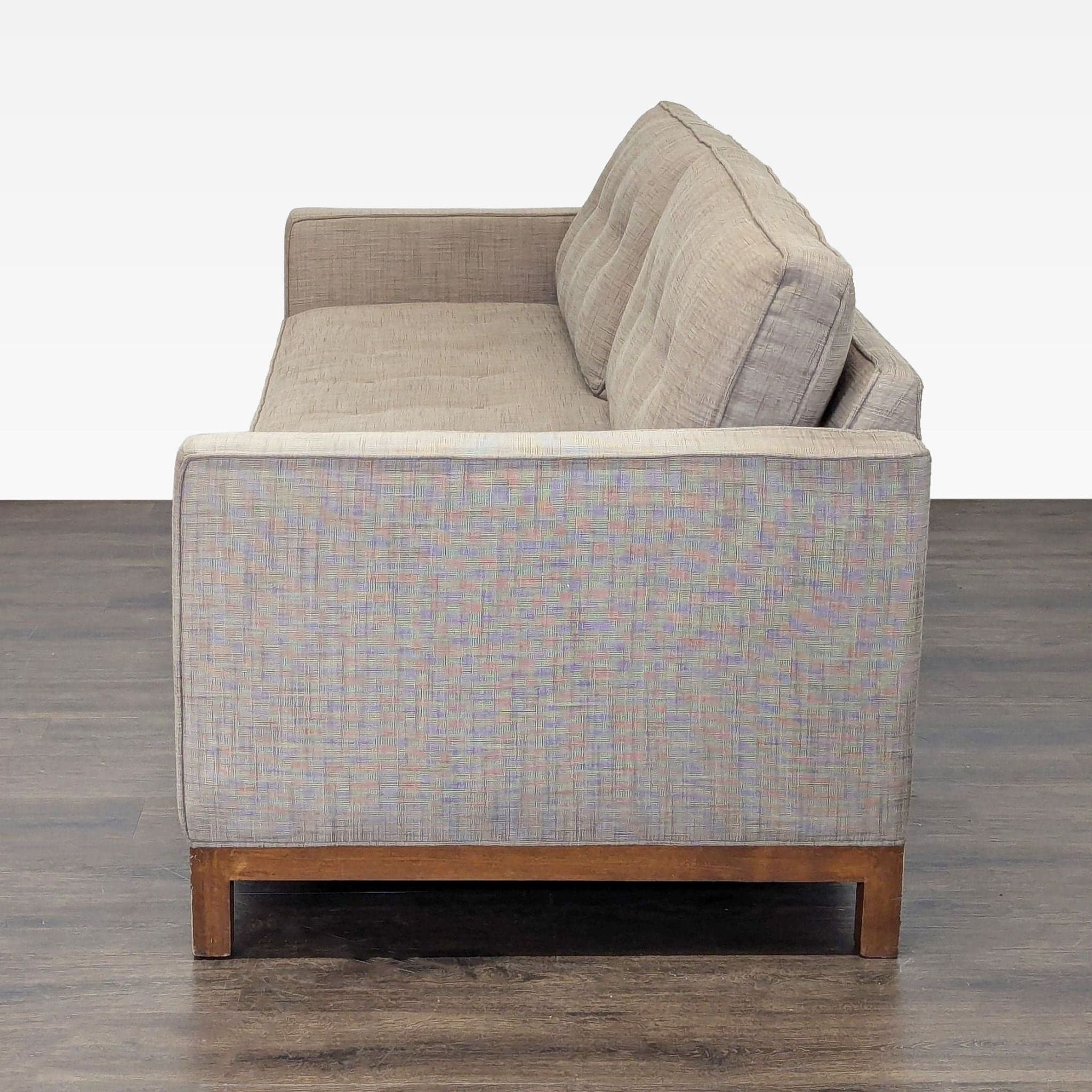 Modern Sleeper Sofa with Wooden Base and Button-Tufted Back - Thumbnail 5