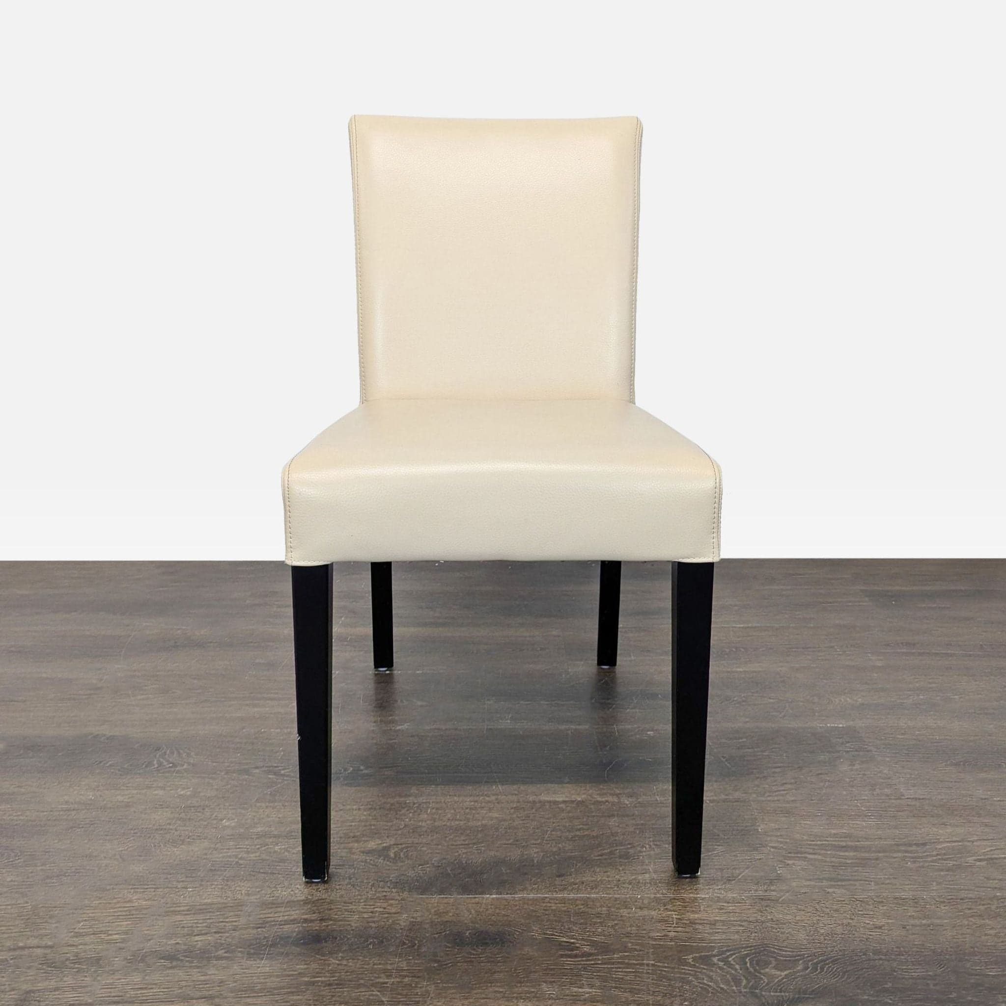 Set of Six Crate &Barrel Lowe Ivory Leather Dining Chairs - Thumbnail 7