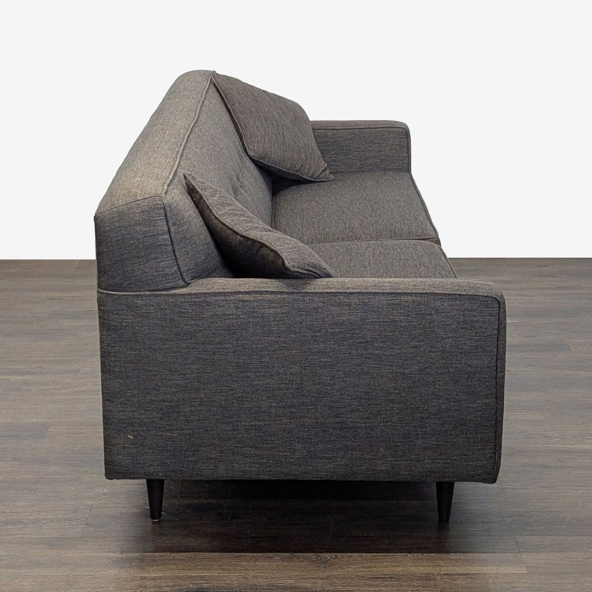 Modern Dark Grey 3-Seat Sofa with Cushions - Thumbnail 5