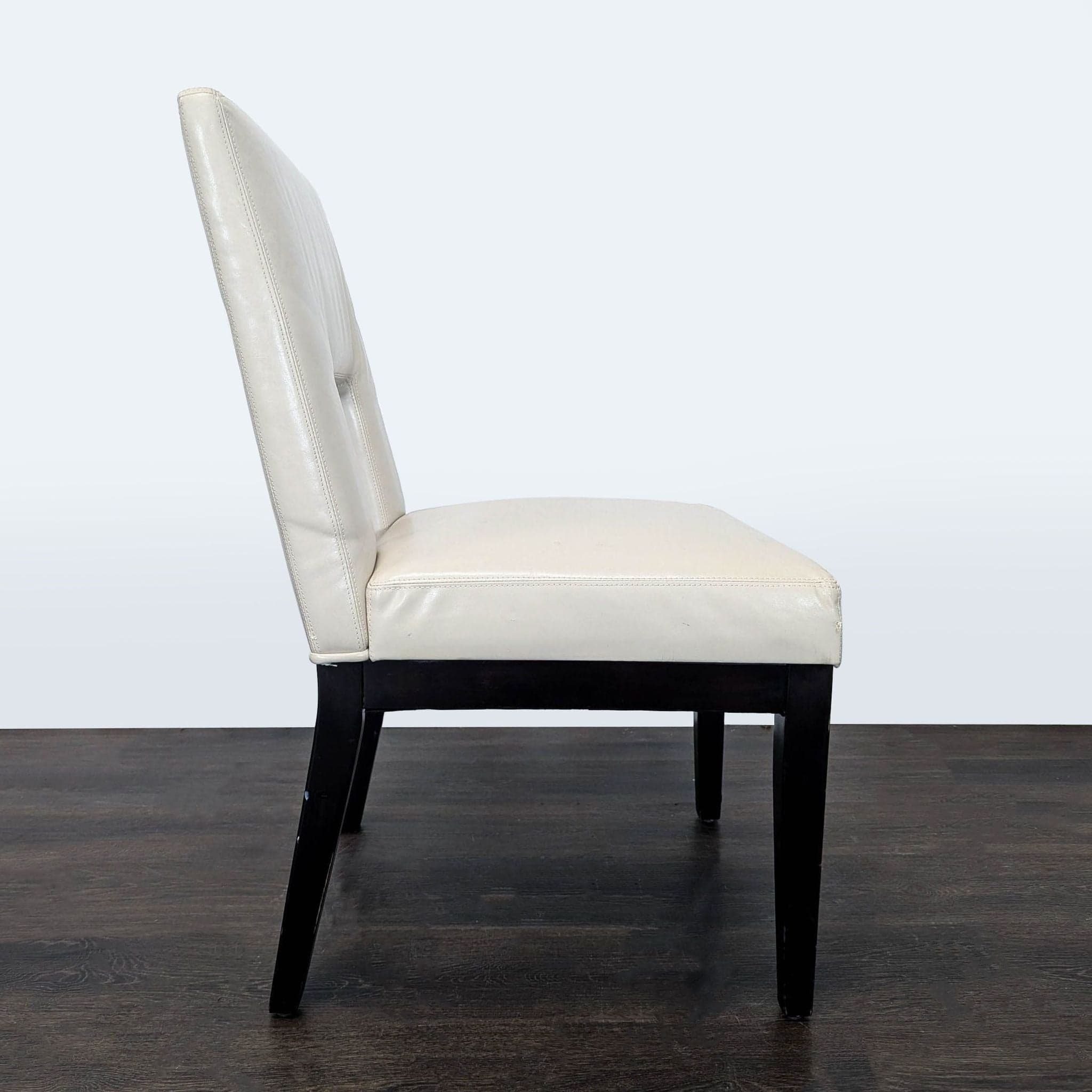 Pier 1 Imports Leather Dining Chair on Wood Legs - Thumbnail 3