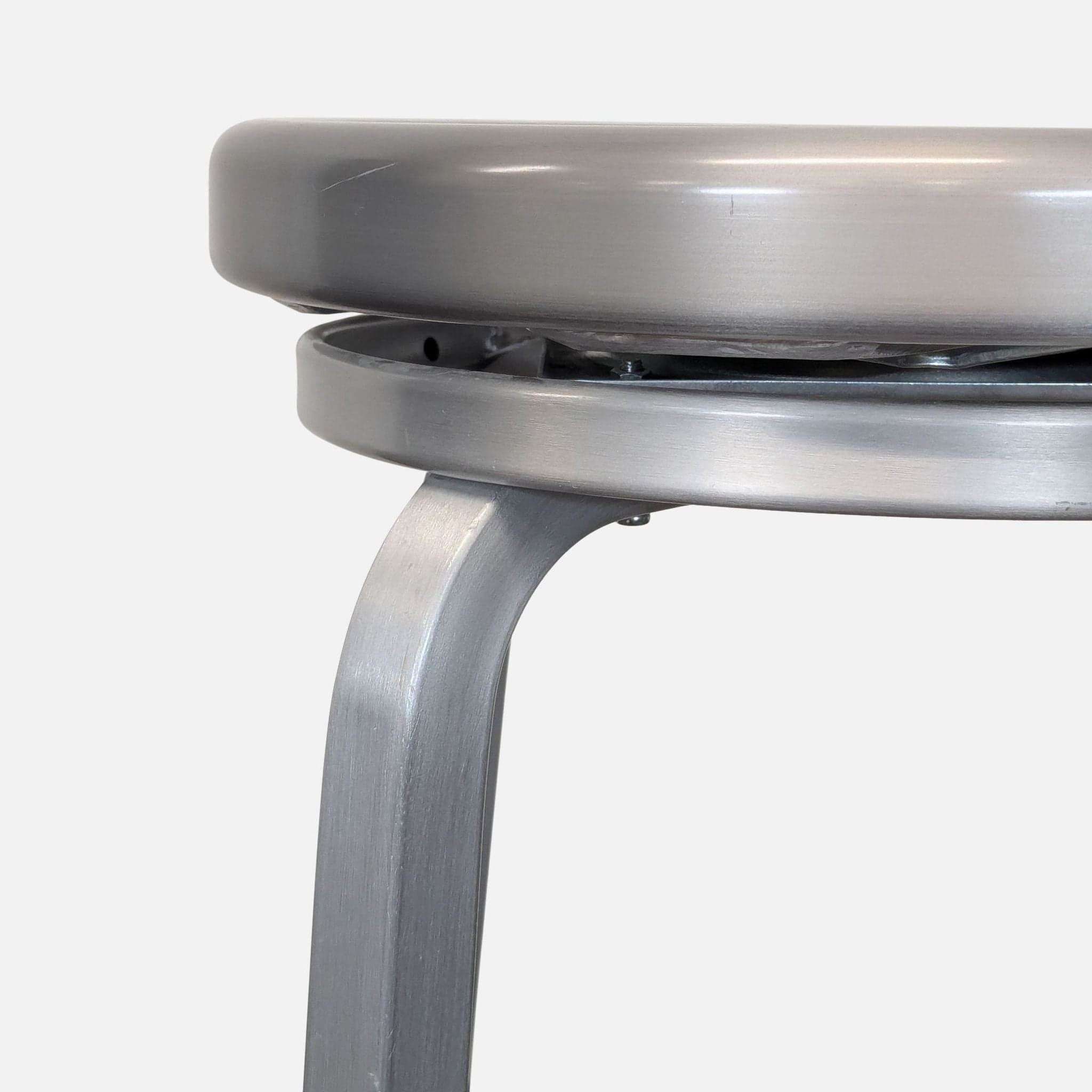 Crate & Barrel Brushed Aluminum Swivel Counter Stool - Thumbnail 4
