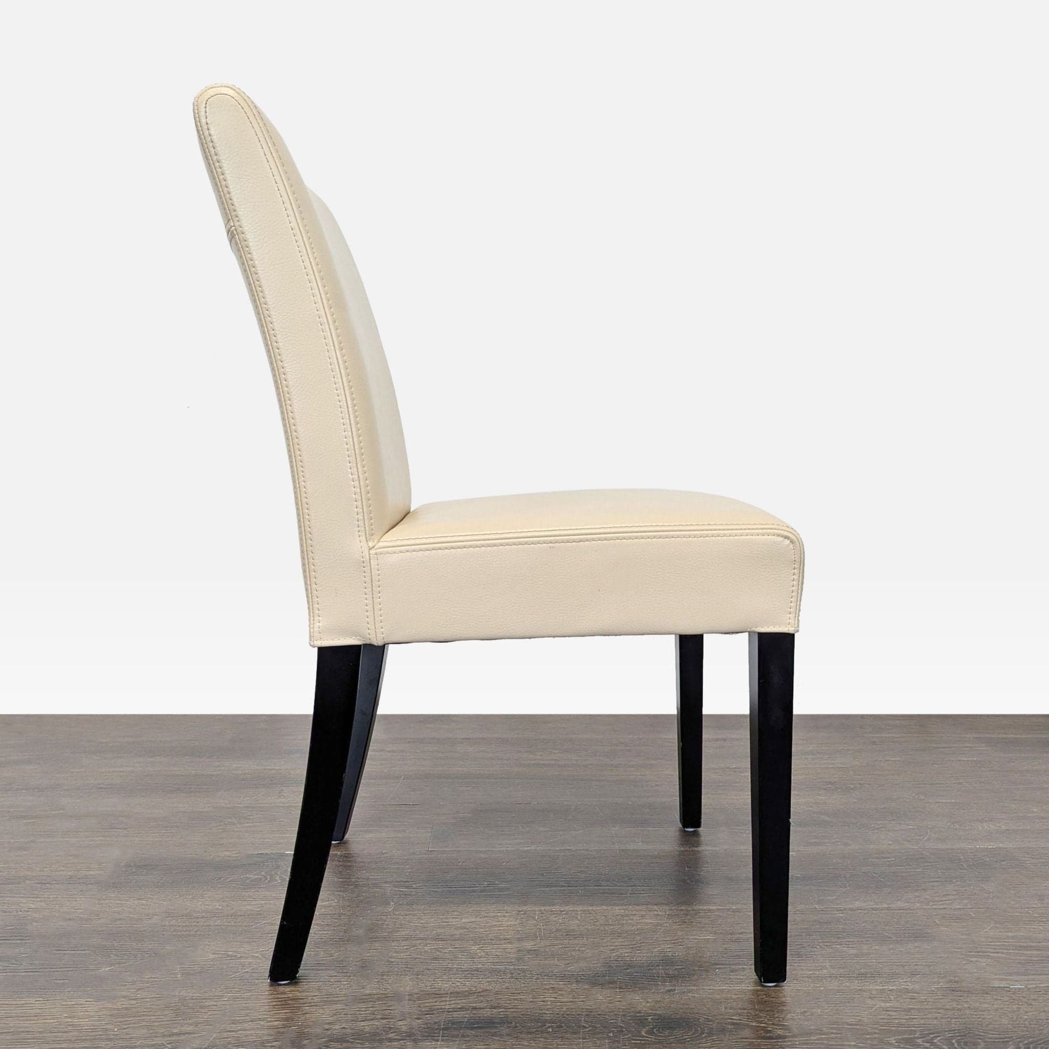 Set of Six Crate &Barrel Lowe Ivory Leather Dining Chairs - Thumbnail 9