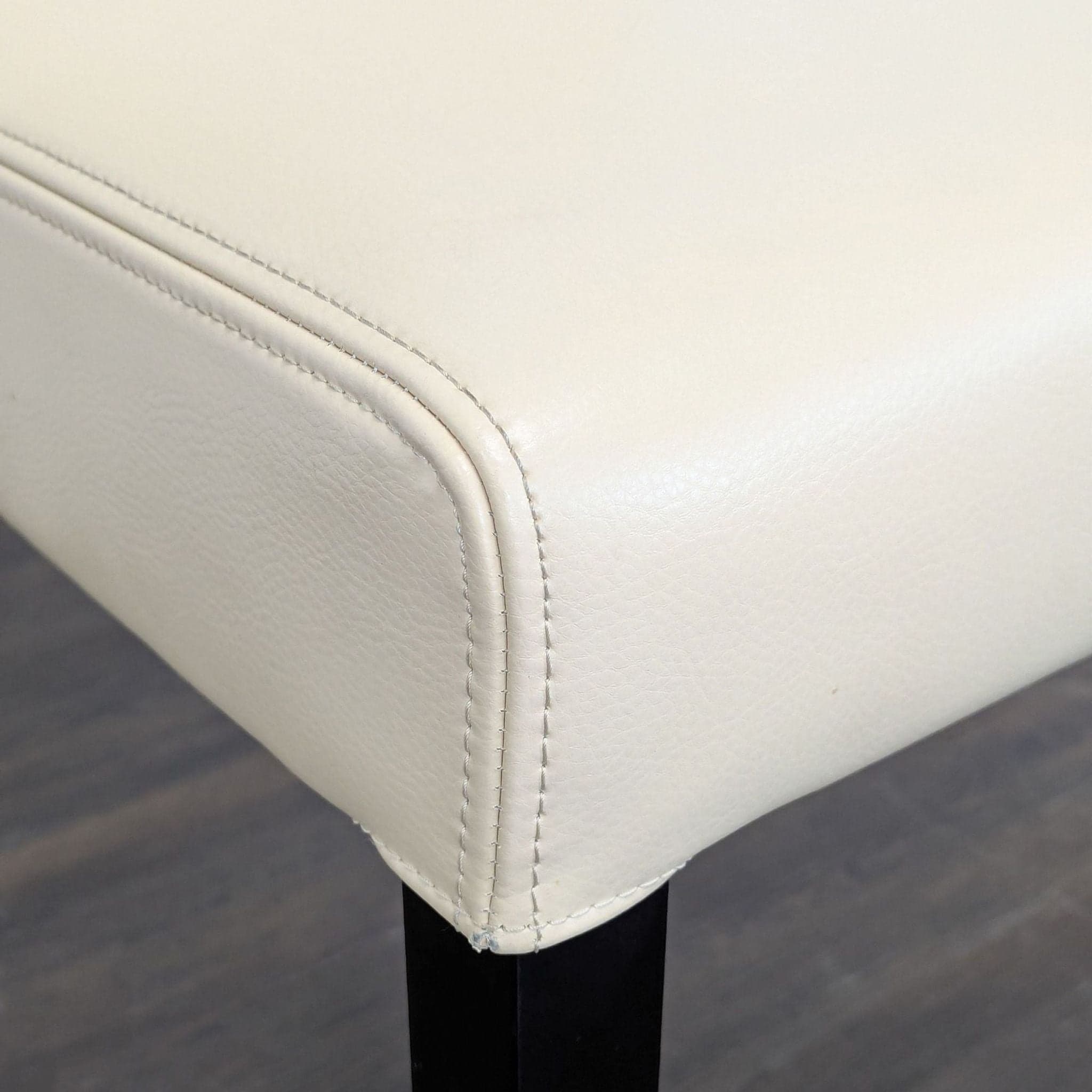 Set of Six Crate &Barrel Lowe Ivory Leather Dining Chairs - Thumbnail 5
