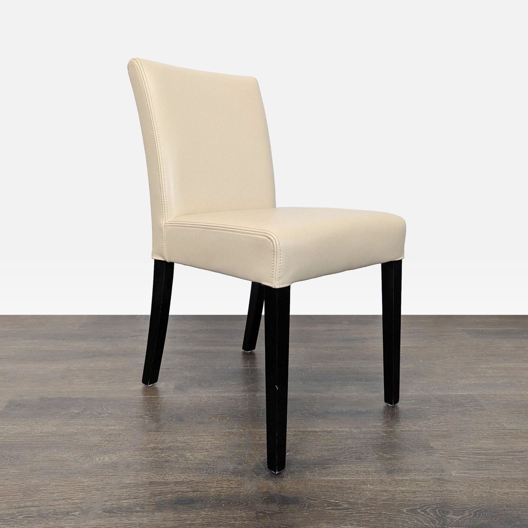 Set of Six Crate &Barrel Lowe Ivory Leather Dining Chairs - Thumbnail 8