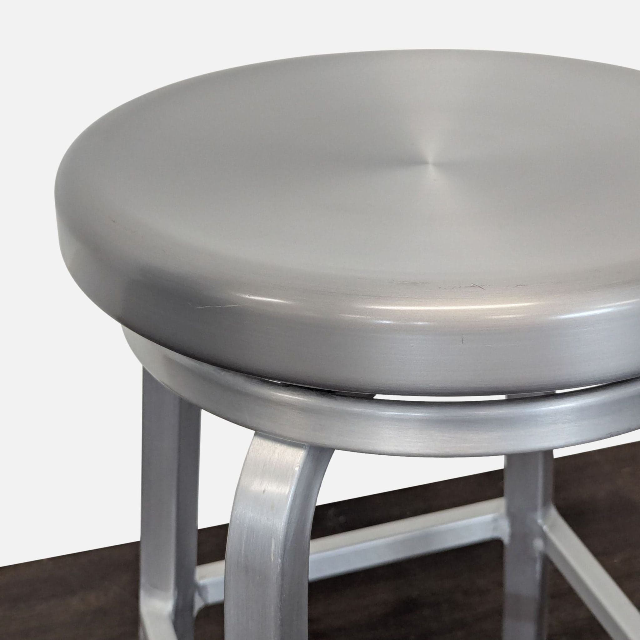 Crate & Barrel Brushed Aluminum Swivel Counter Stool - Thumbnail 5