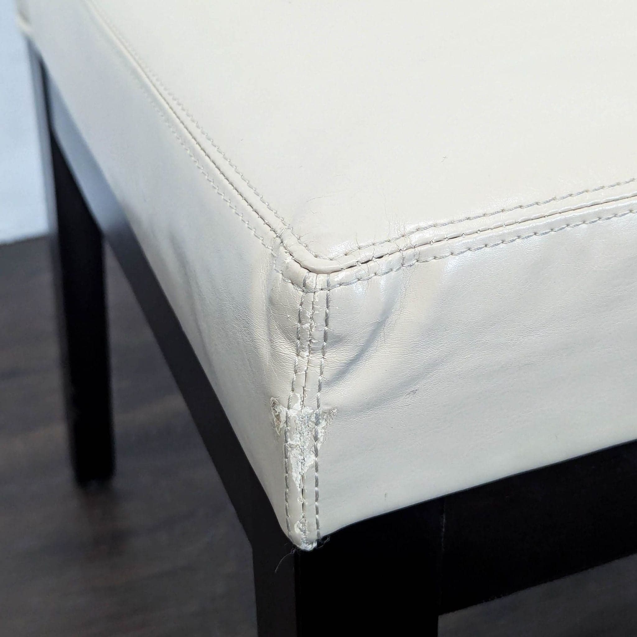 Pier 1 Imports Leather Dining Chair on Wood Legs - Thumbnail 9