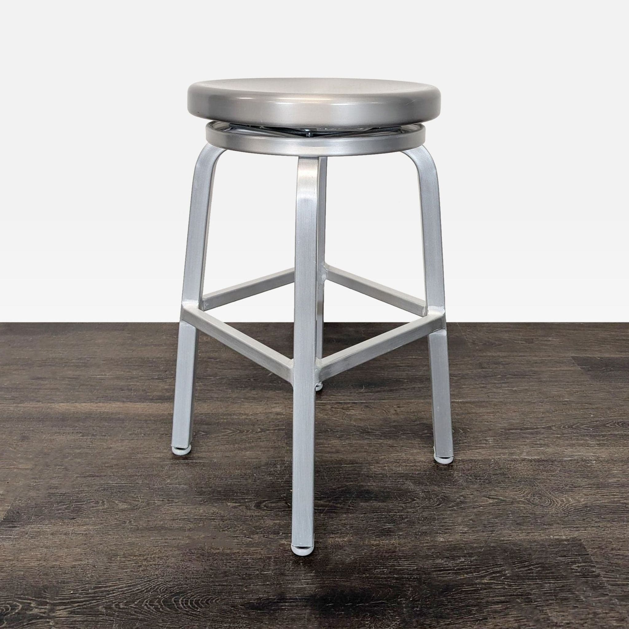 Crate & Barrel Brushed Aluminum Swivel Counter Stool - Thumbnail 2