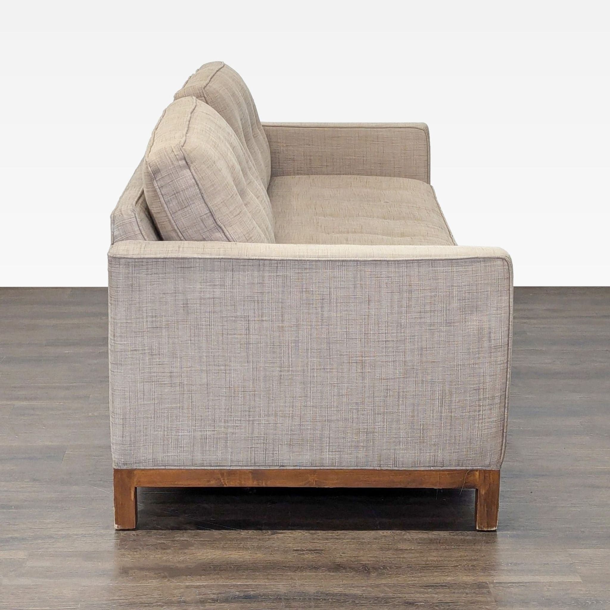 Modern Sleeper Sofa with Wooden Base and Button-Tufted Back - Thumbnail 3