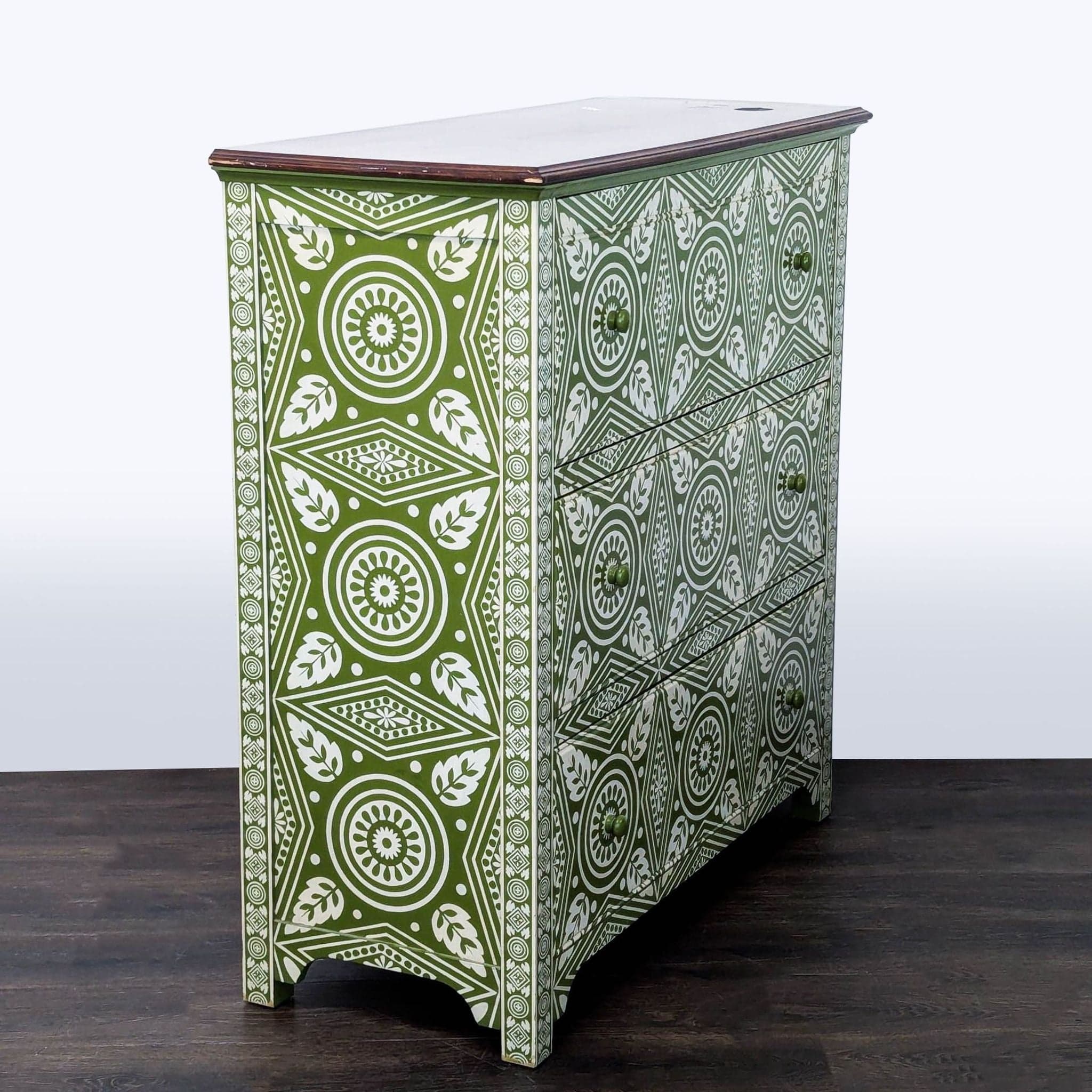 Pottery Barn Green Patterned 3-Drawer Dresser/Desk - Thumbnail 3