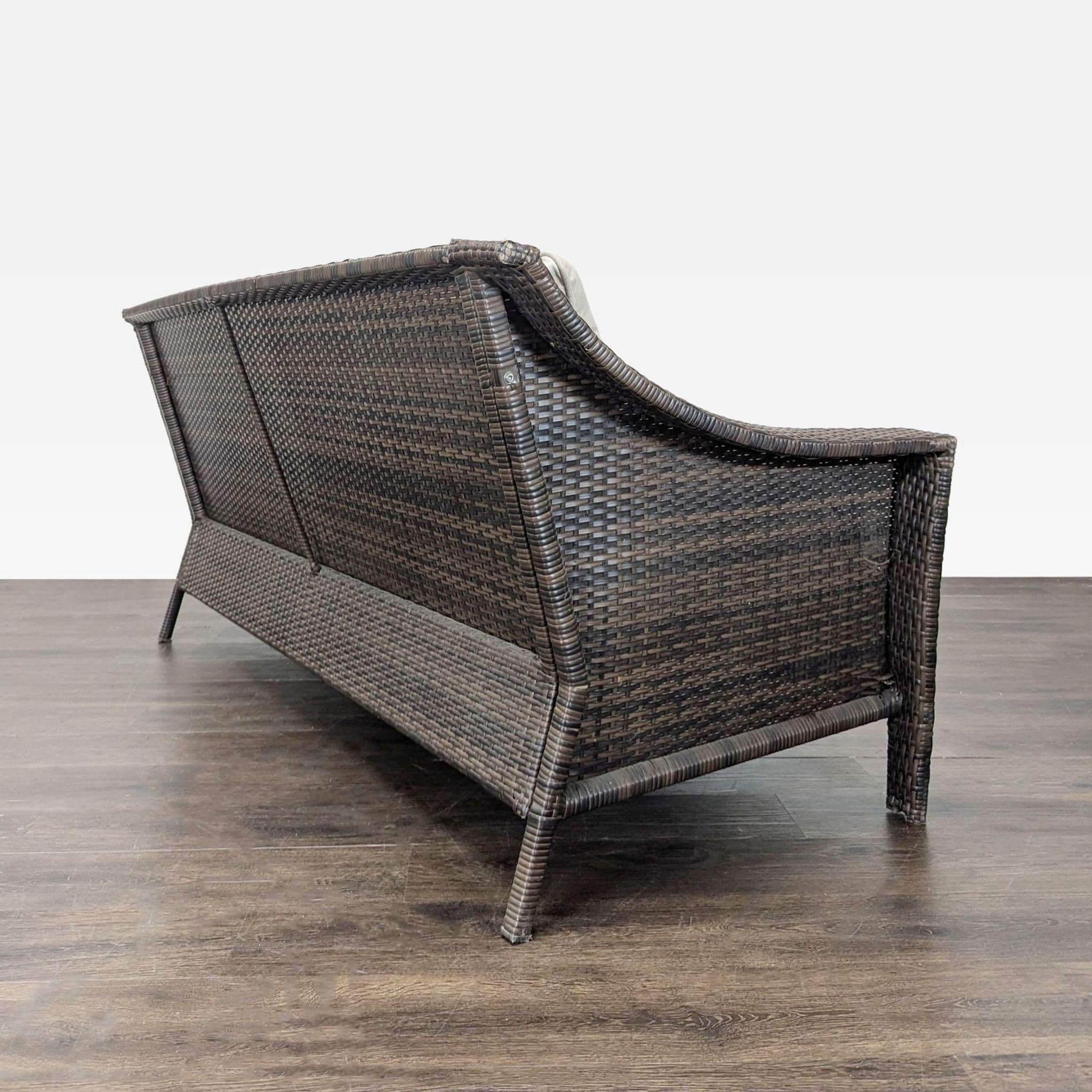 Threshold Outdoor All Weather Wicker Sofa with Cushions - 3-Seater Patio Couch - Thumbnail 3