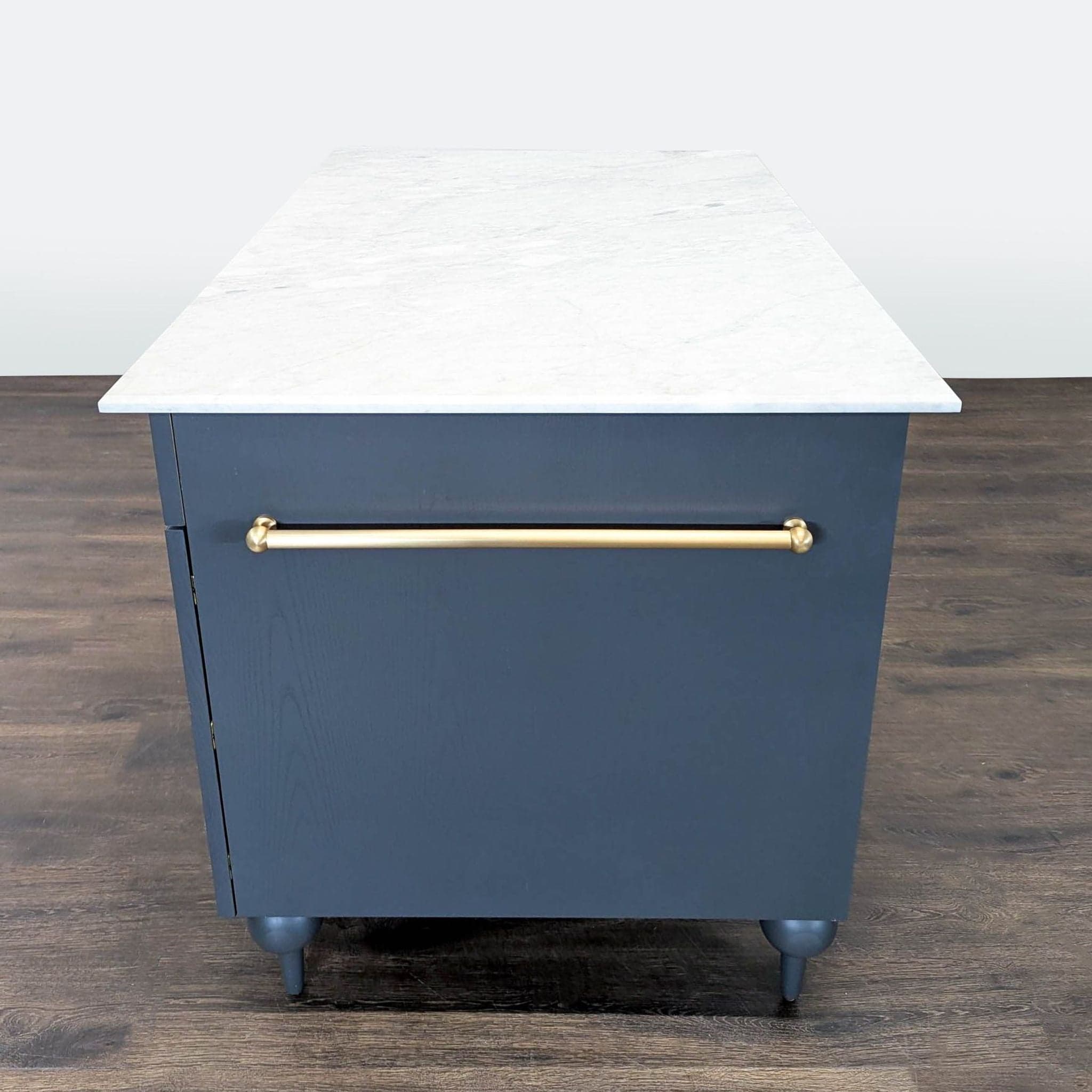 Anthropologie Fern Kitchen Island with Marble Top and Glass Doors - Thumbnail 5