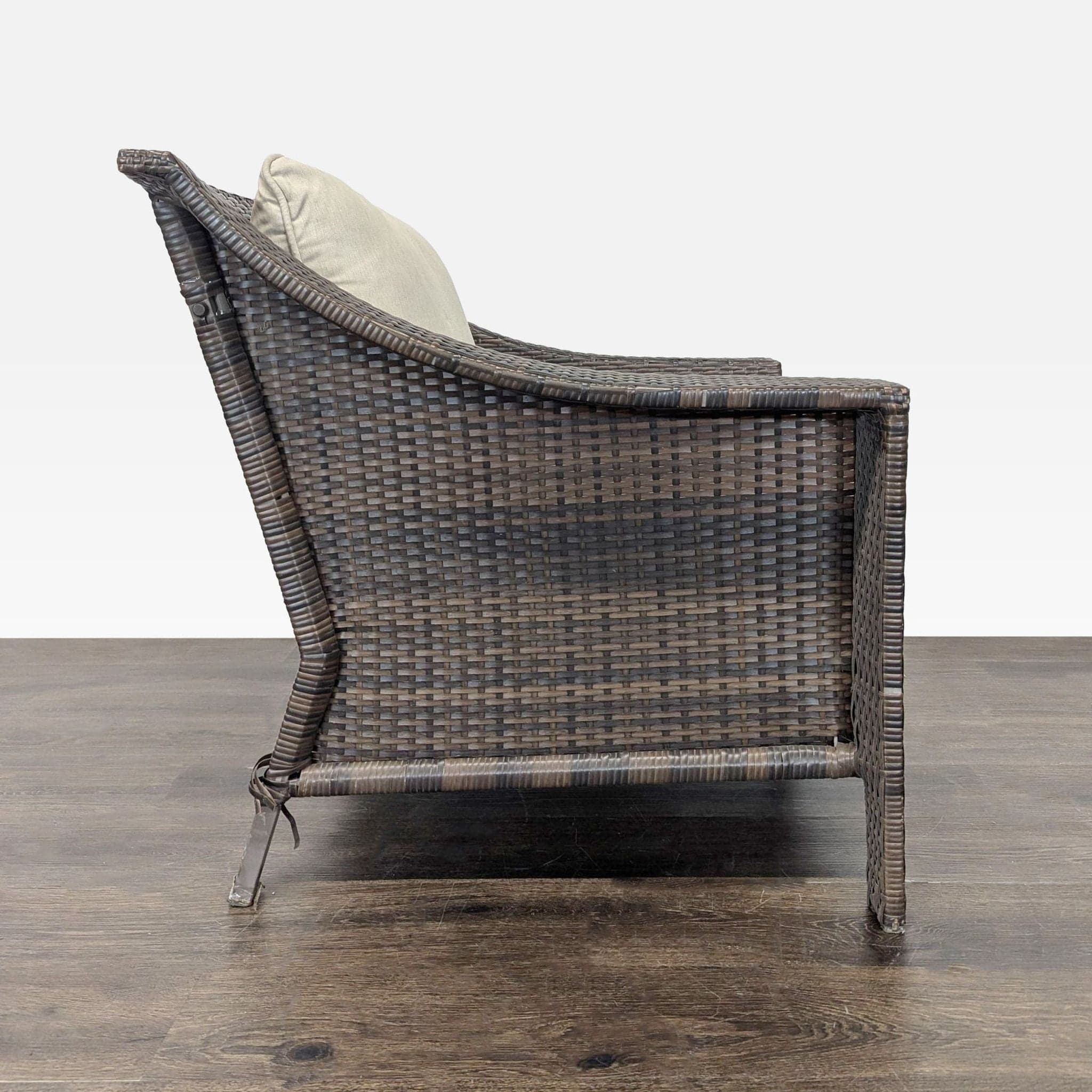 Threshold Outdoor All Weather Wicker Armchair with Cushions - Brown and Beige - Thumbnail 3