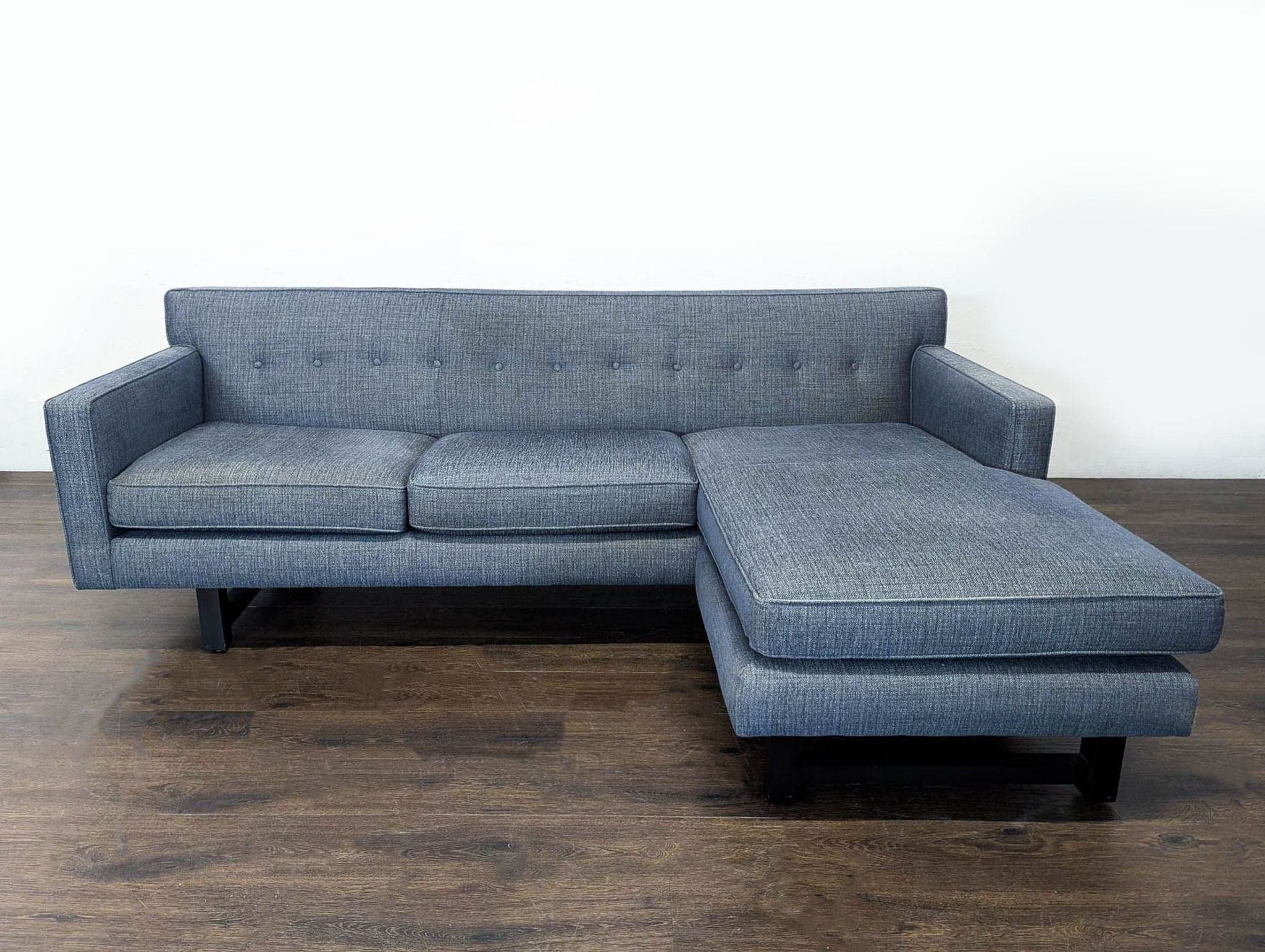 Room & Board Andre Reversible Chaise Sectional in Grey Fabric - Thumbnail 4