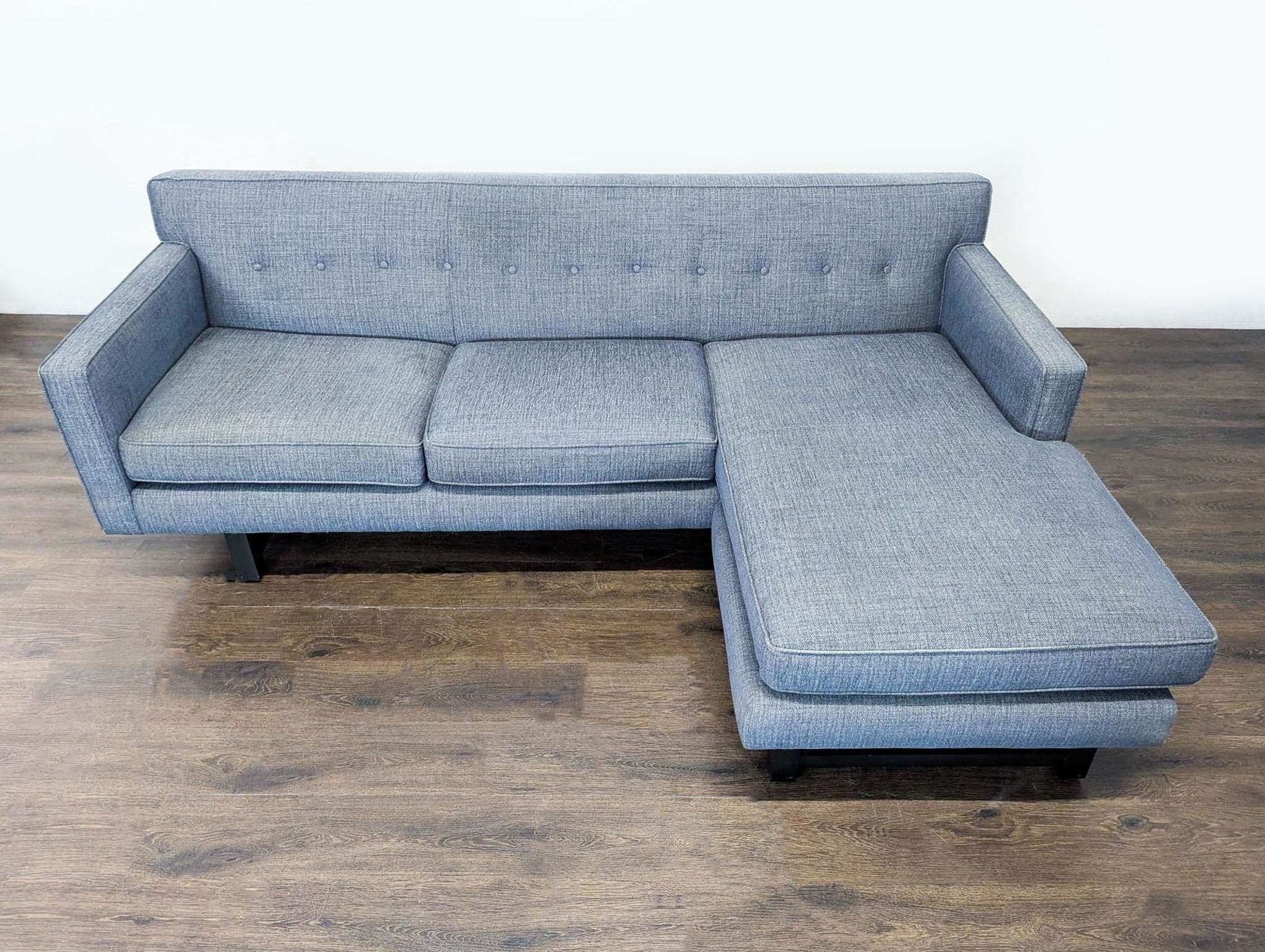 Room & Board Andre Reversible Chaise Sectional in Grey Fabric - Thumbnail 3
