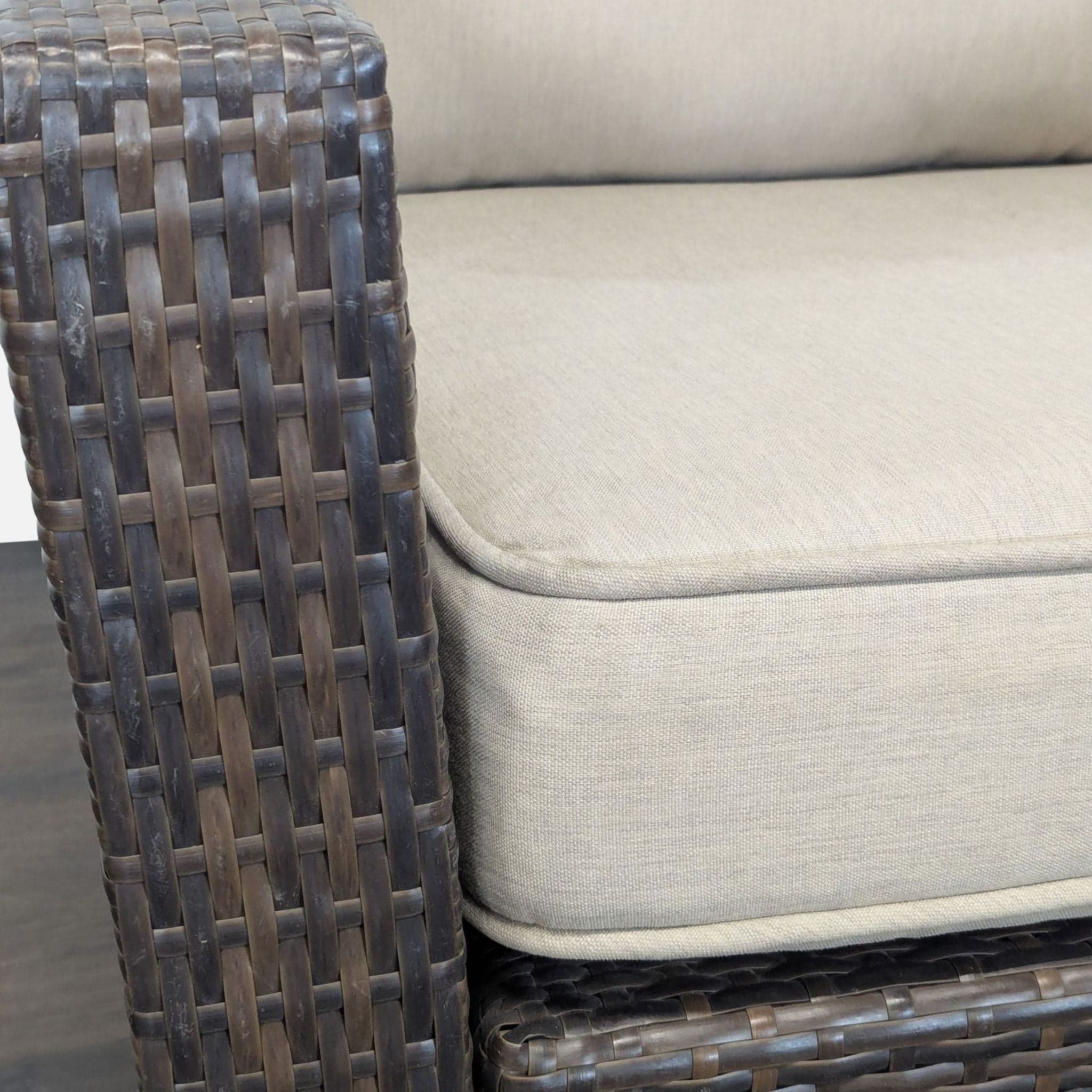 Threshold Outdoor All Weather Wicker Armchair with Cushions - Brown and Beige - Thumbnail 7
