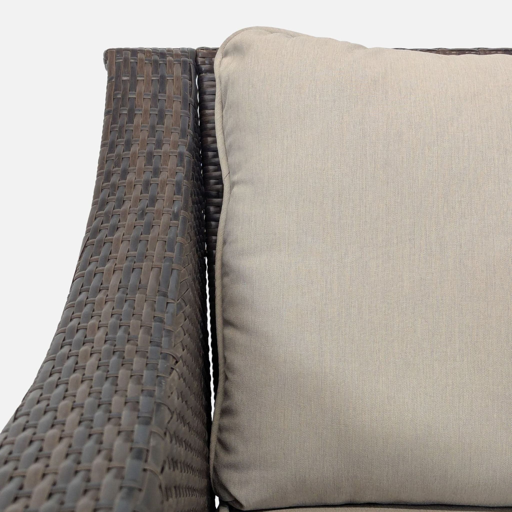 Threshold Outdoor All Weather Wicker Armchair with Cushions - Brown and Beige - Thumbnail 8