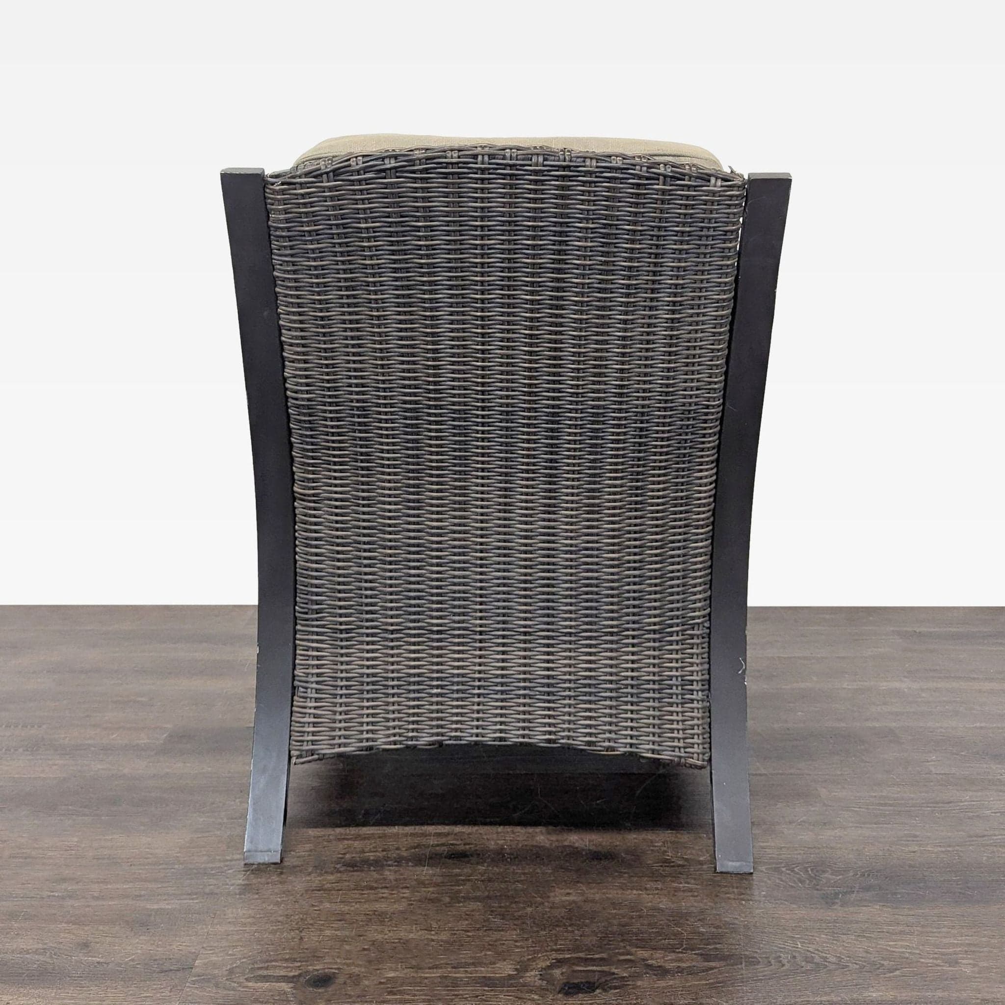 All Weather Outdoor Wicker Armchair with Cushions - Sturdy Metal Frame - Thumbnail 3