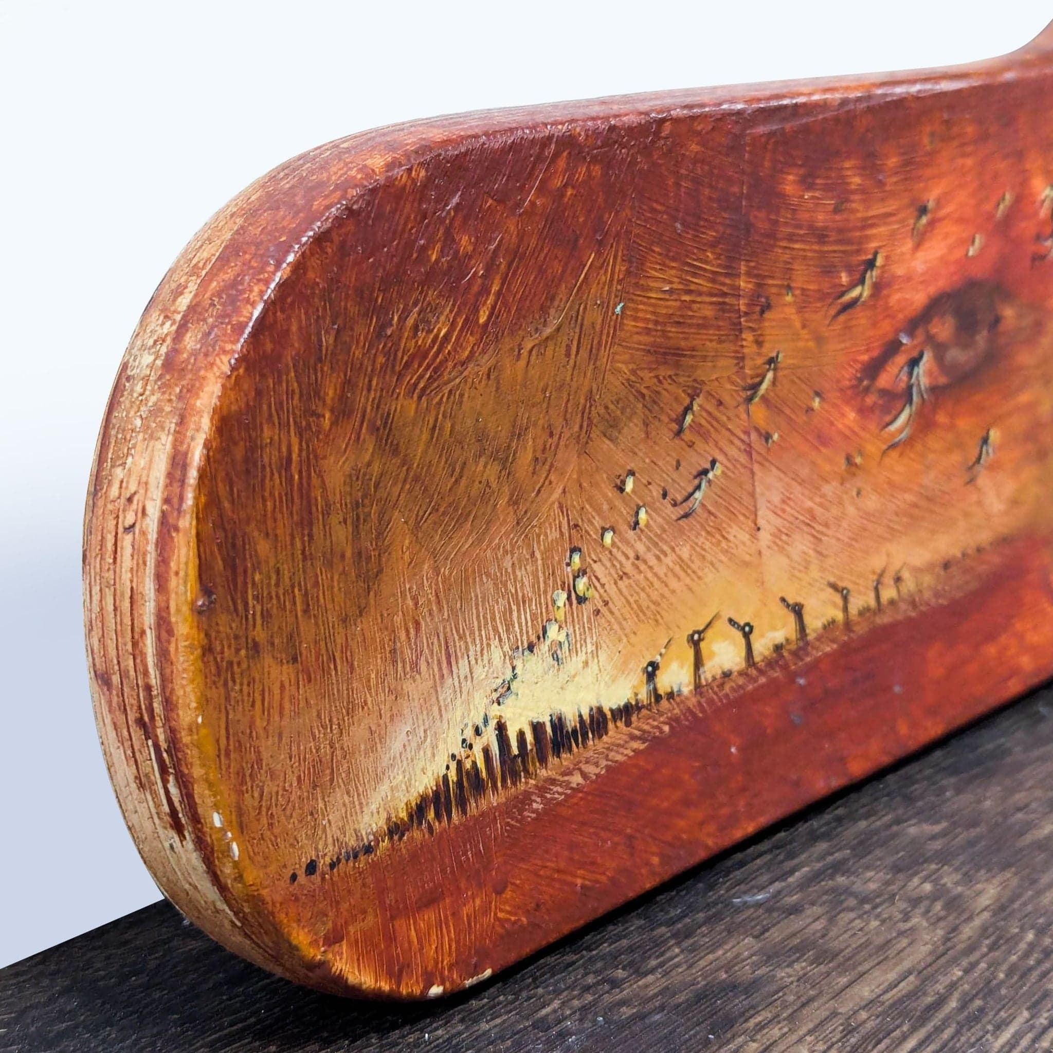 Original Surreal Art on Shaped Wood – Tree and Abstract Figures Painting - Thumbnail 4