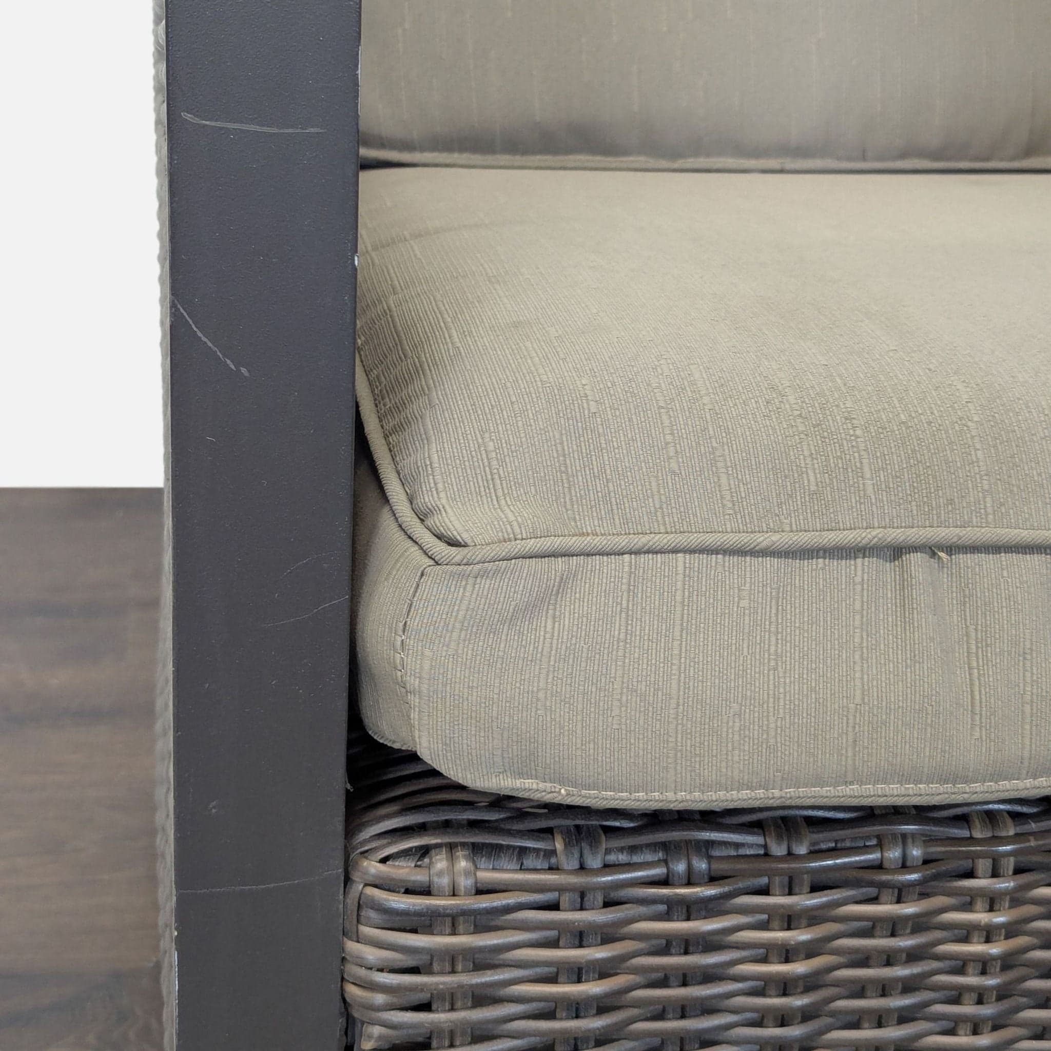 All Weather Outdoor Wicker Armchair with Cushions - Sturdy Metal Frame - Thumbnail 5