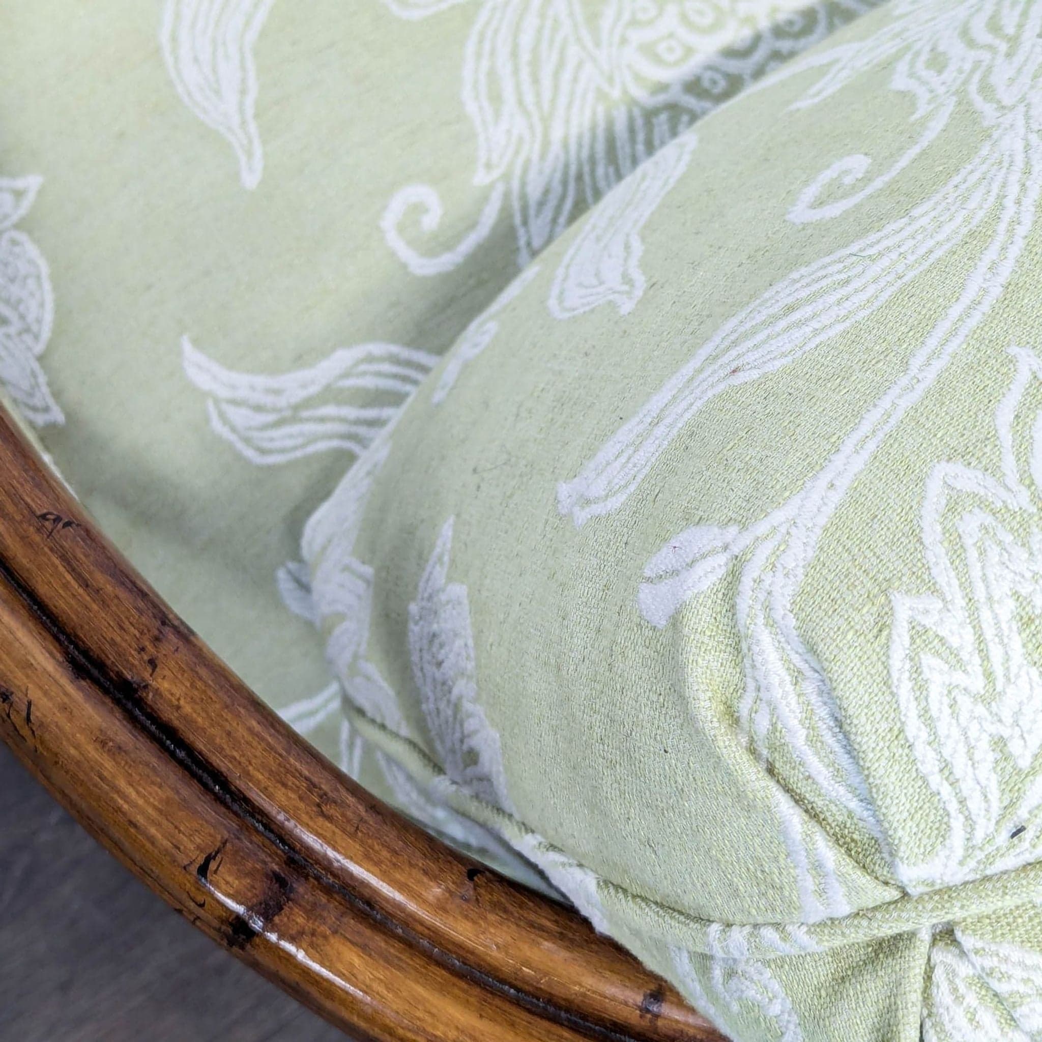 Rattan Lounge Chair with Floral Green Cushions - Thumbnail 10