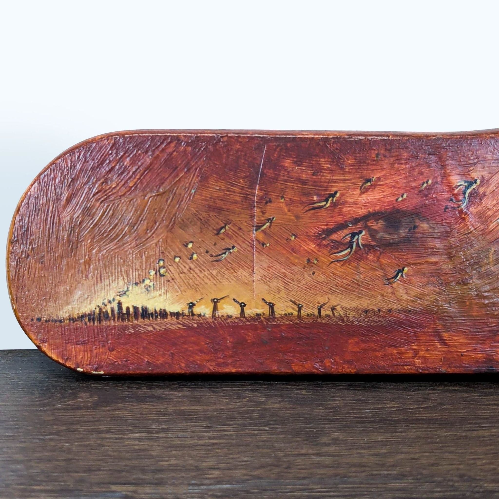 Original Surreal Art on Shaped Wood – Tree and Abstract Figures Painting - Thumbnail 5