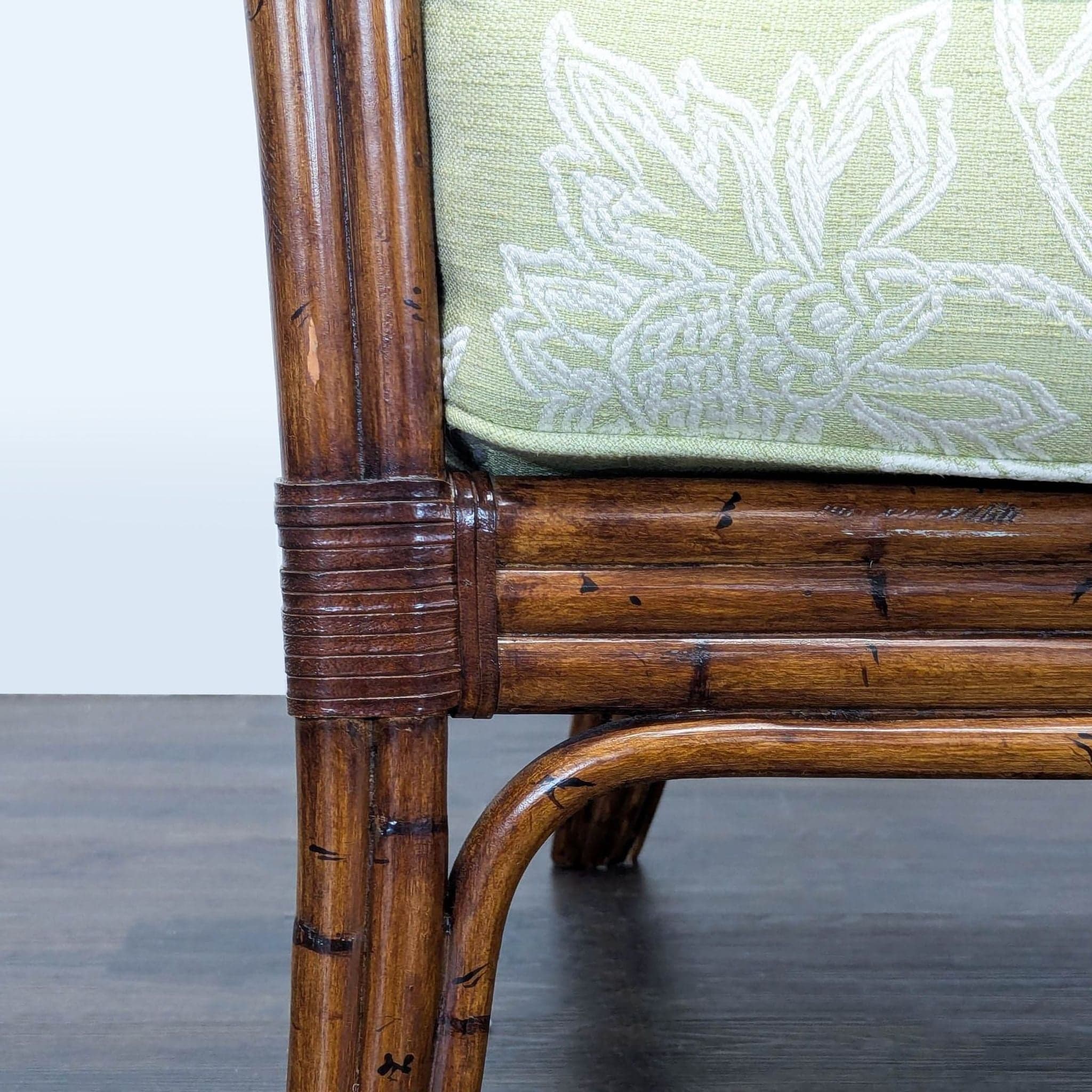 Rattan Lounge Chair with Floral Green Cushions - Thumbnail 7