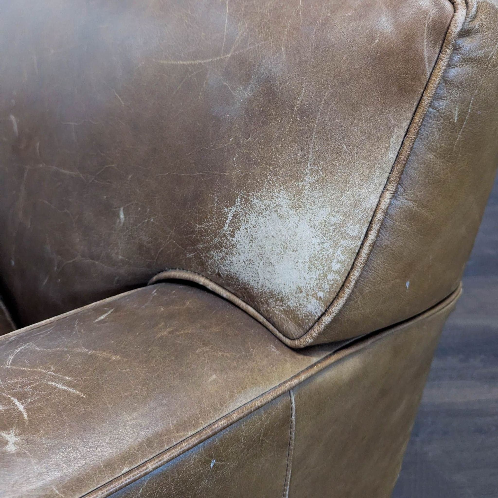 Mitchell Gold 3-Seat Brown Leather Sofa - Thumbnail 12