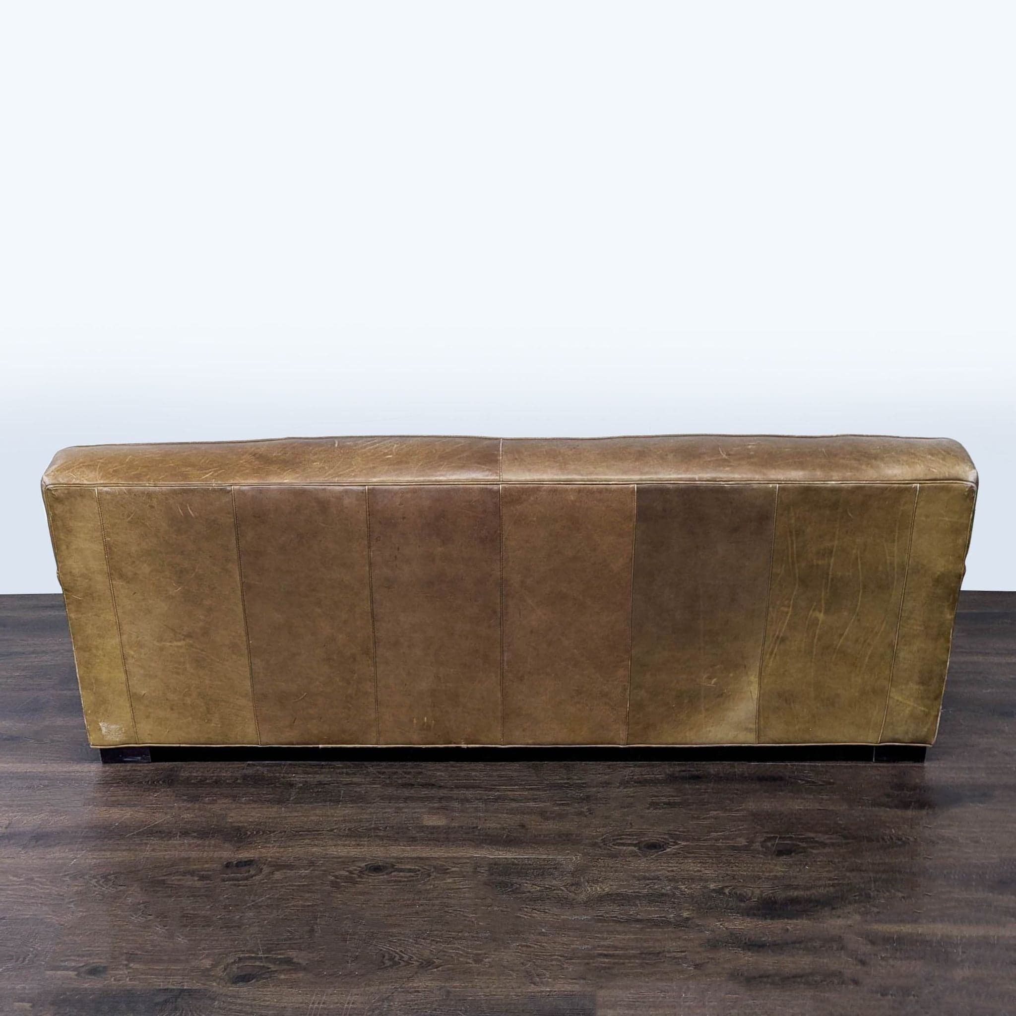 Mitchell Gold 3-Seat Brown Leather Sofa - Thumbnail 6