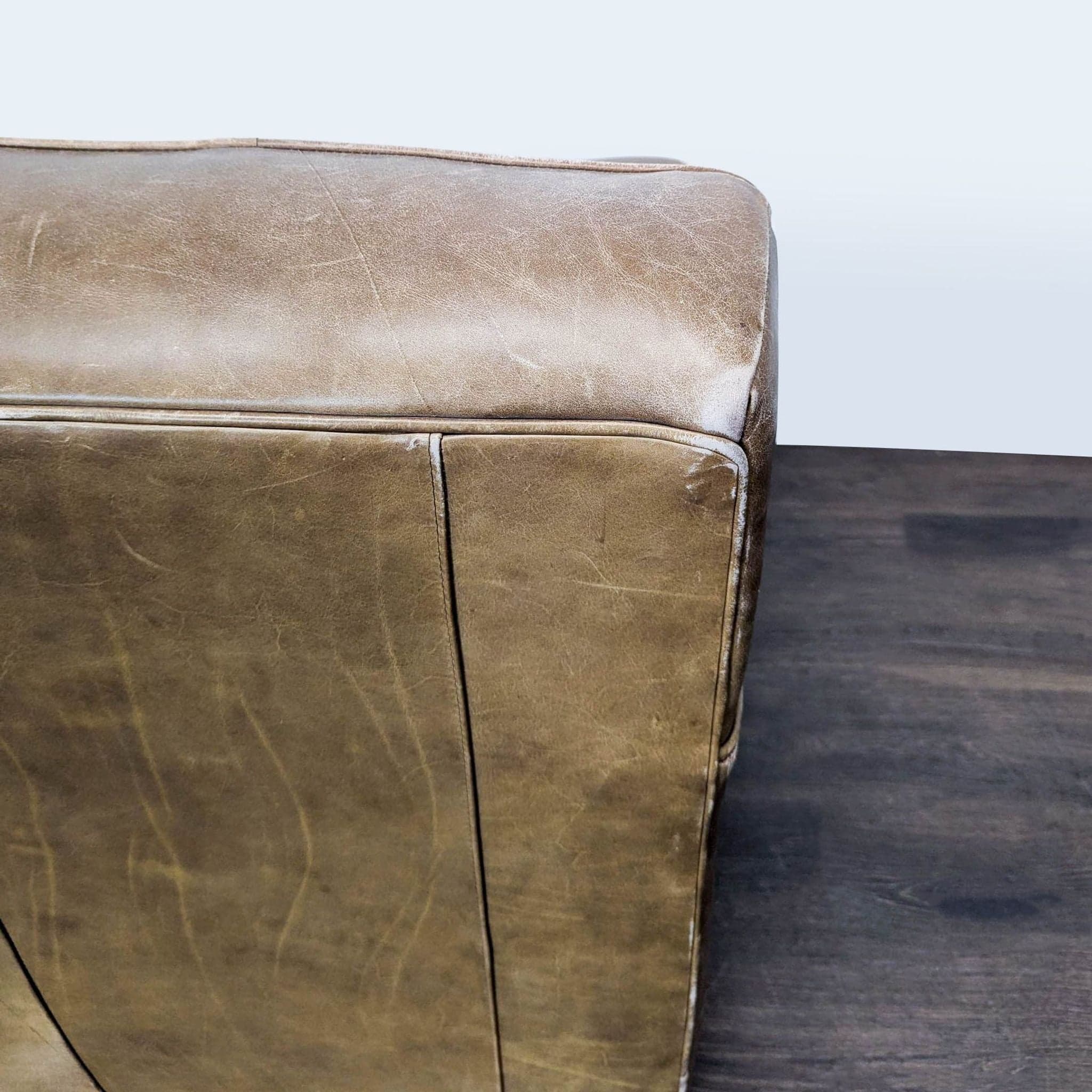 Mitchell Gold 3-Seat Brown Leather Sofa - Thumbnail 11