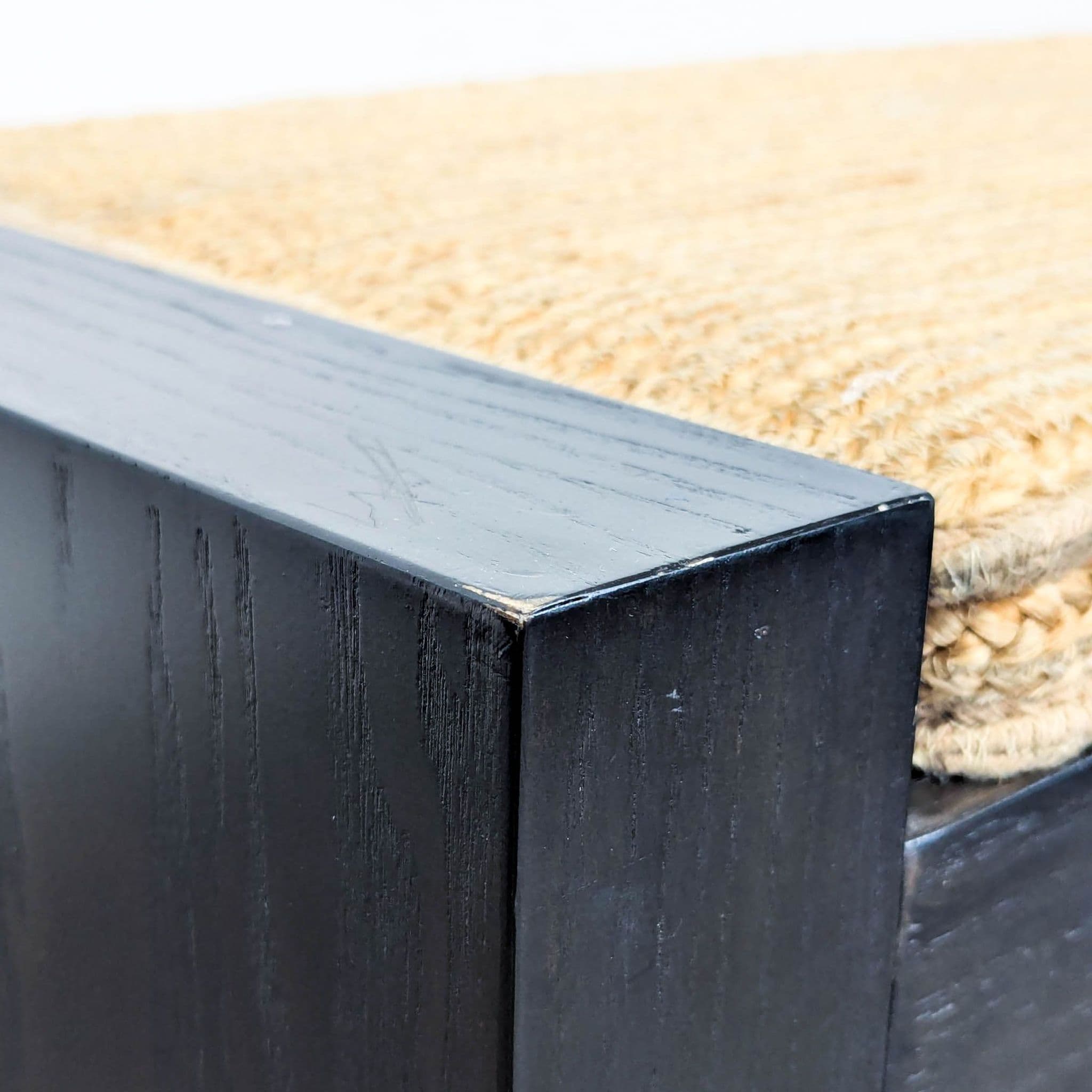 West Elm Wood Bench with Woven Wicker Cushion - Thumbnail 7