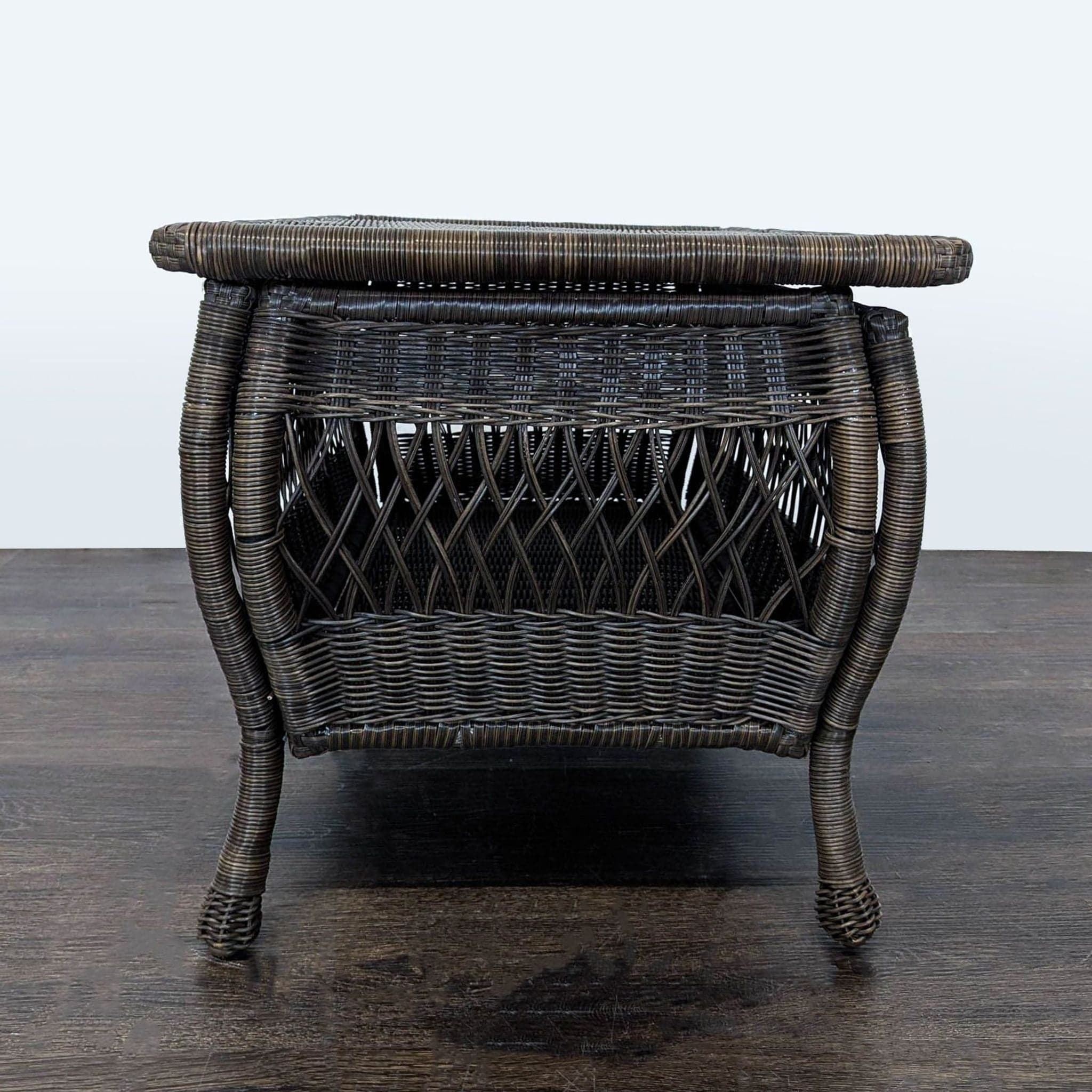 Dark Brown All Weather Wicker Coffee Table with Curved Legs - Thumbnail 4
