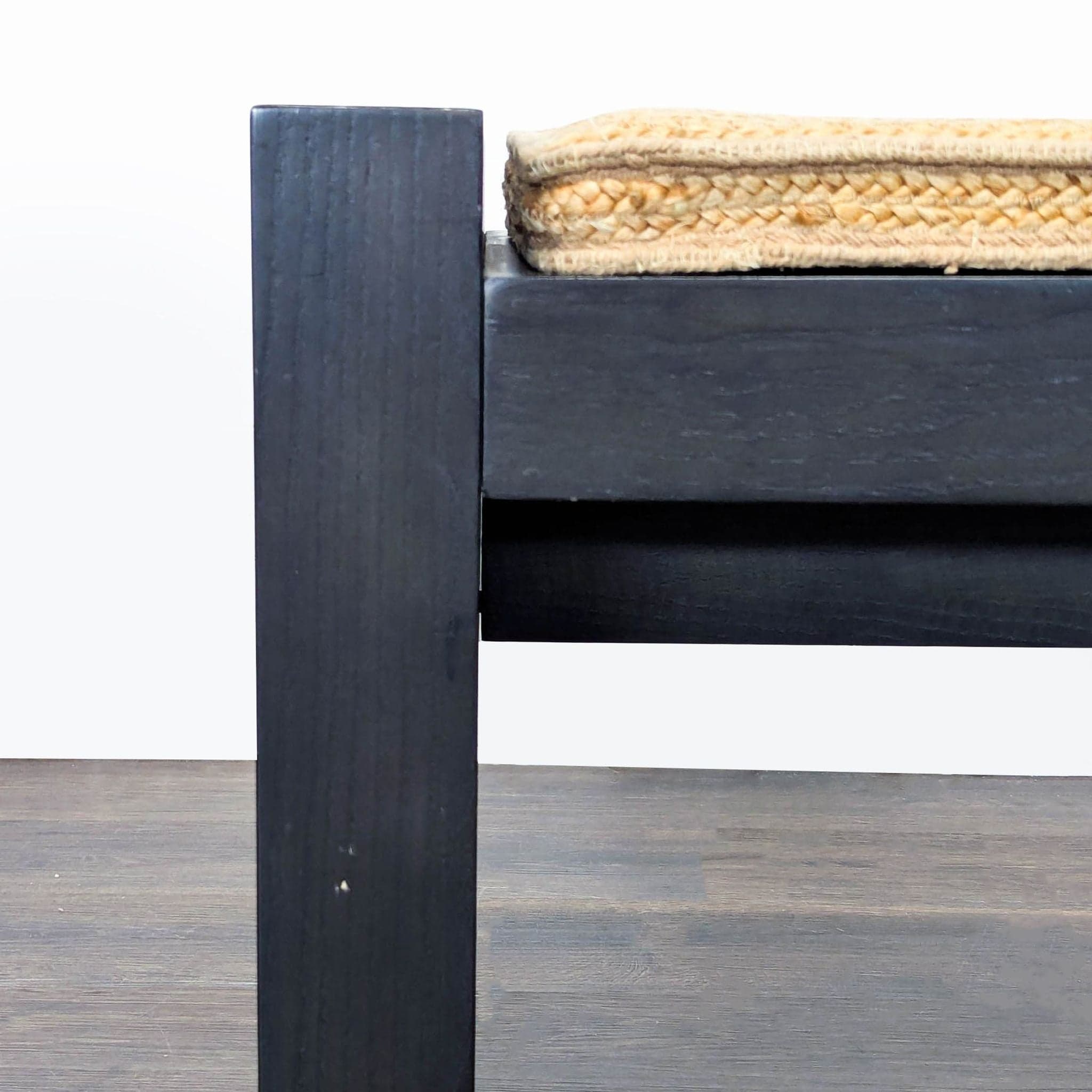 West Elm Wood Bench with Woven Wicker Cushion - Thumbnail 6
