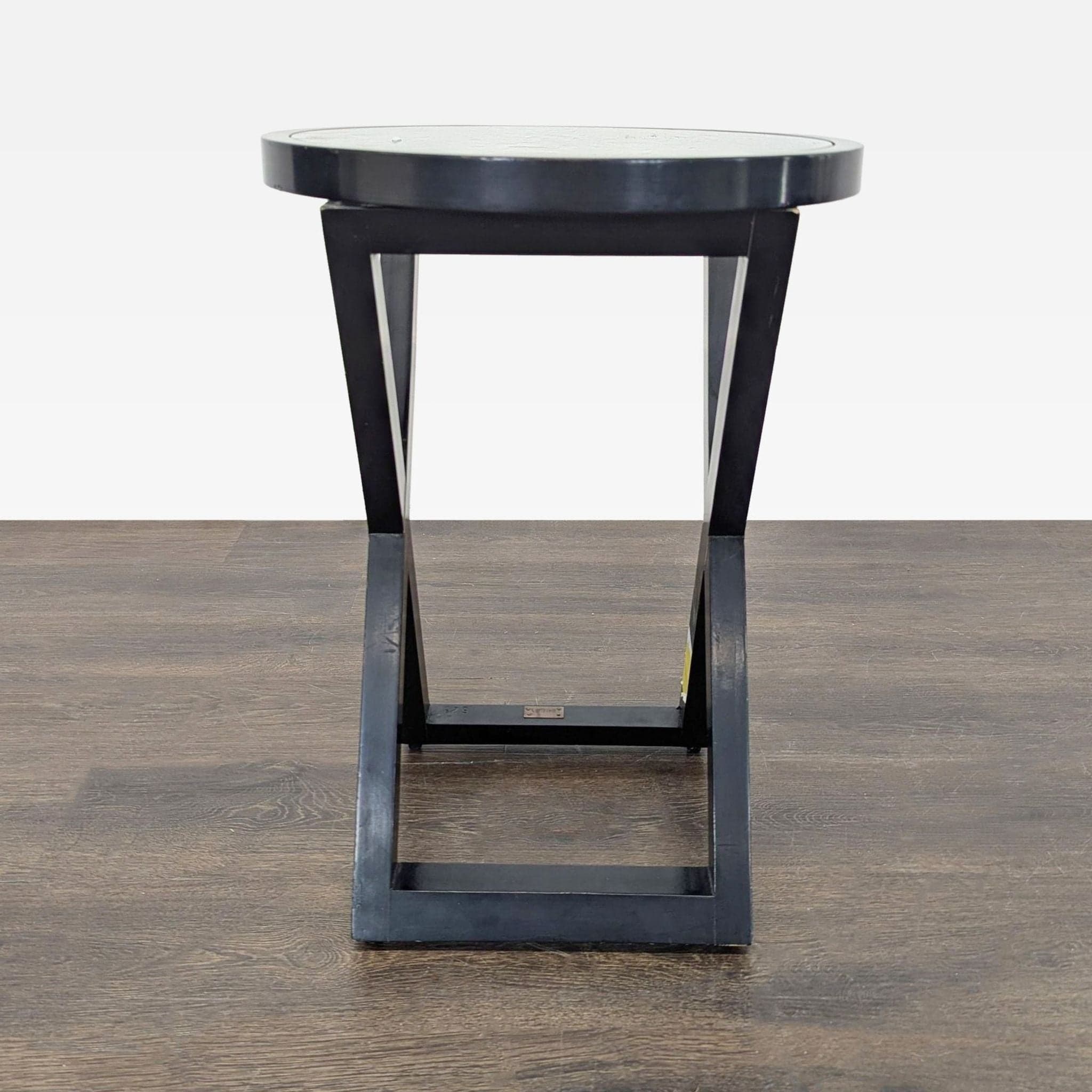Glass Top Wood X Base Accent Table - Thumbnail 2