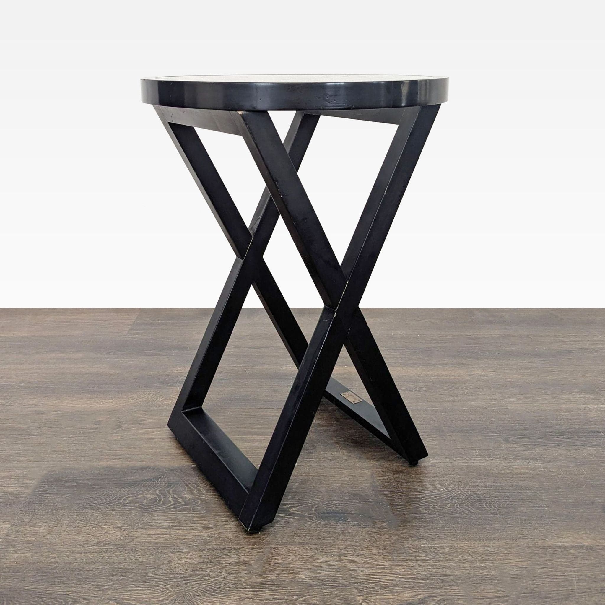 Glass Top Wood X Base Accent Table - Thumbnail 3