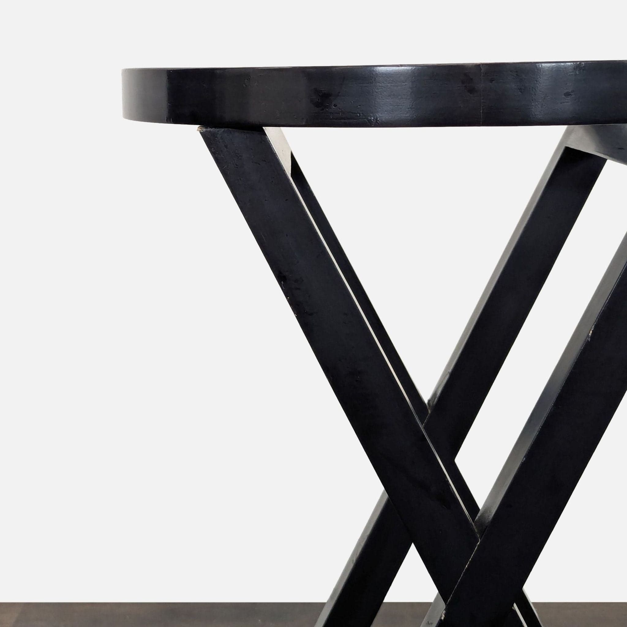 Glass Top Wood X Base Accent Table - Thumbnail 4