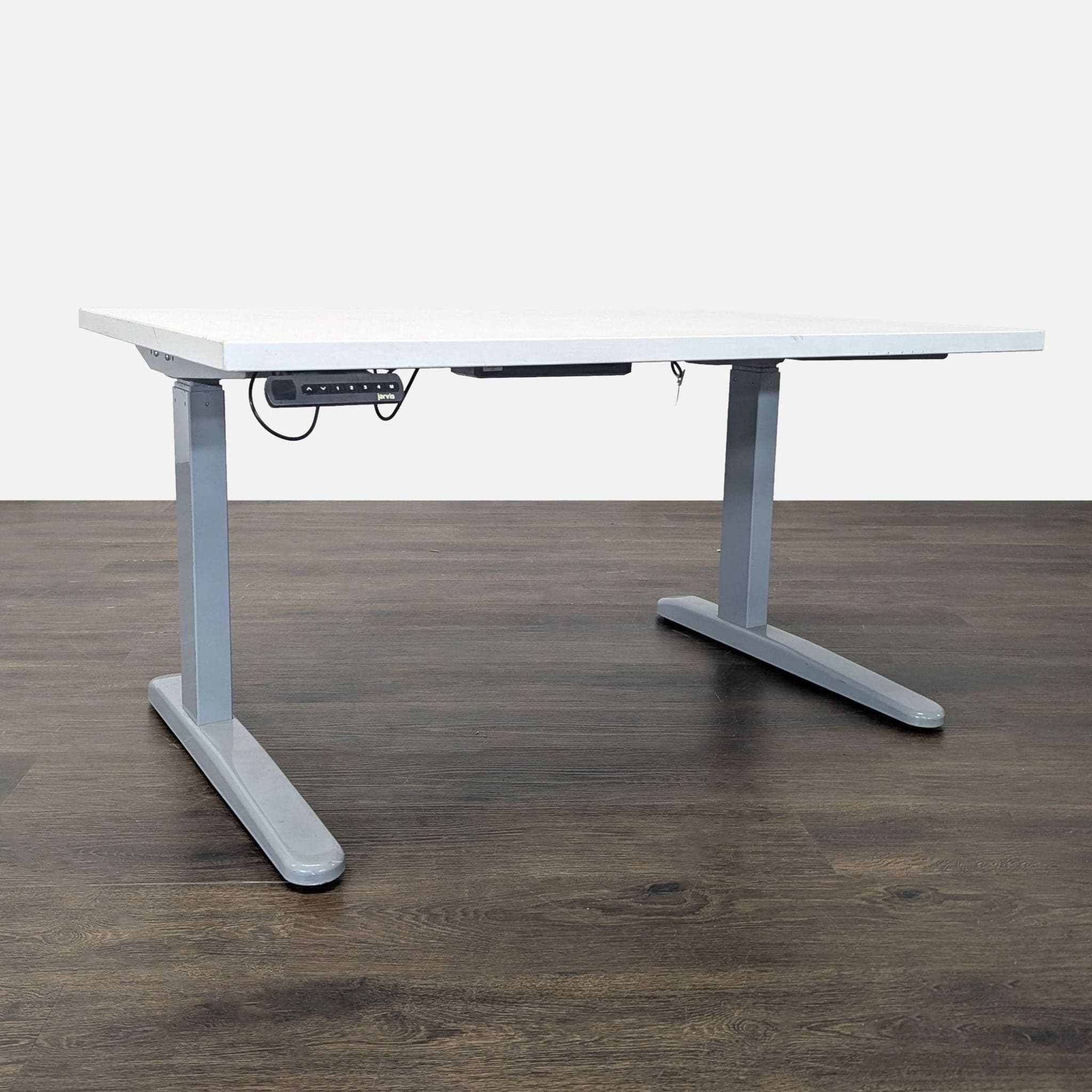 Jarvis Electric Adjustable Standing Desk - White Top, Programmable Height Settings - Thumbnail 5
