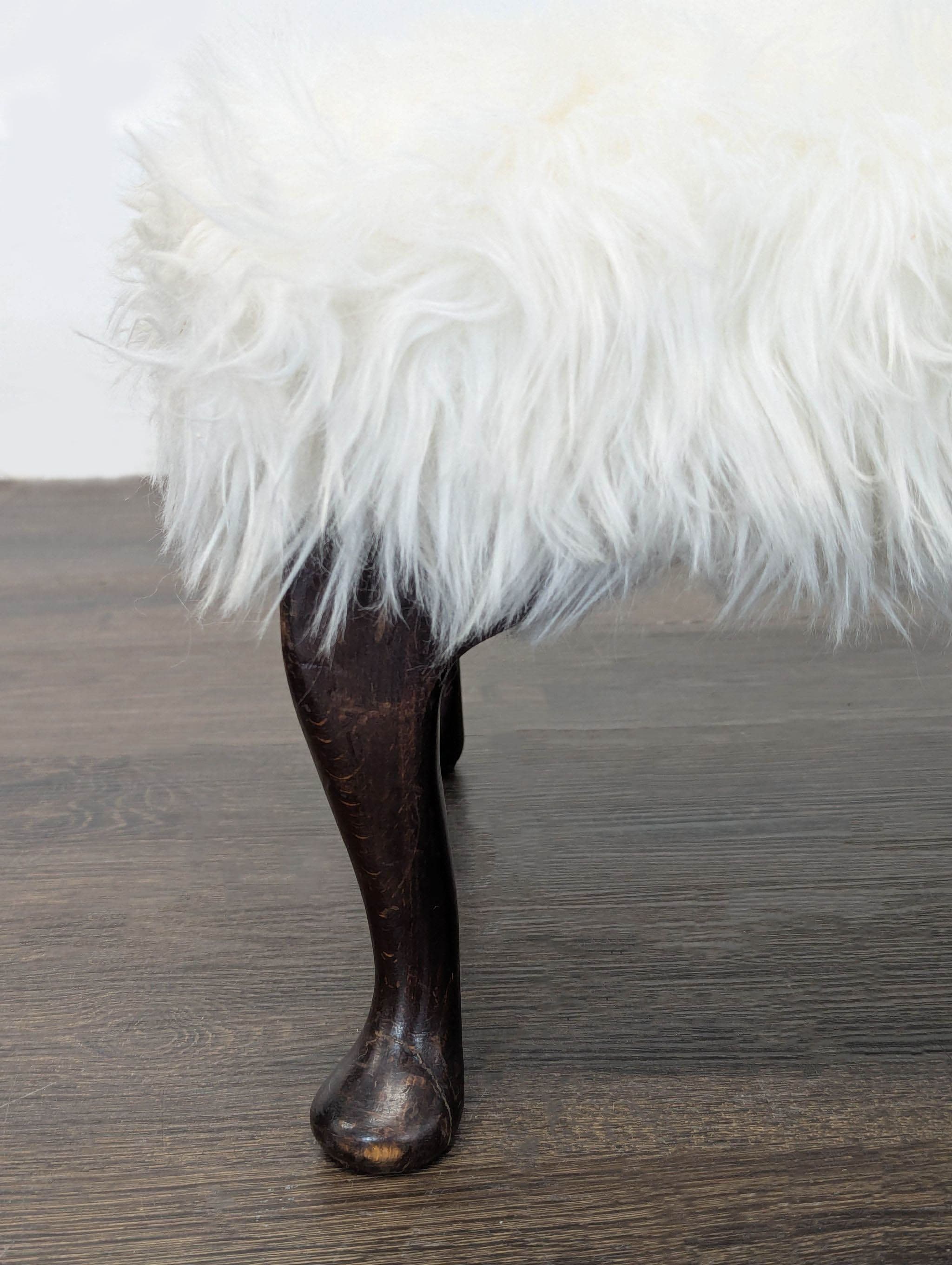 Faux Fur Bench on Wood Legs - Thumbnail 5