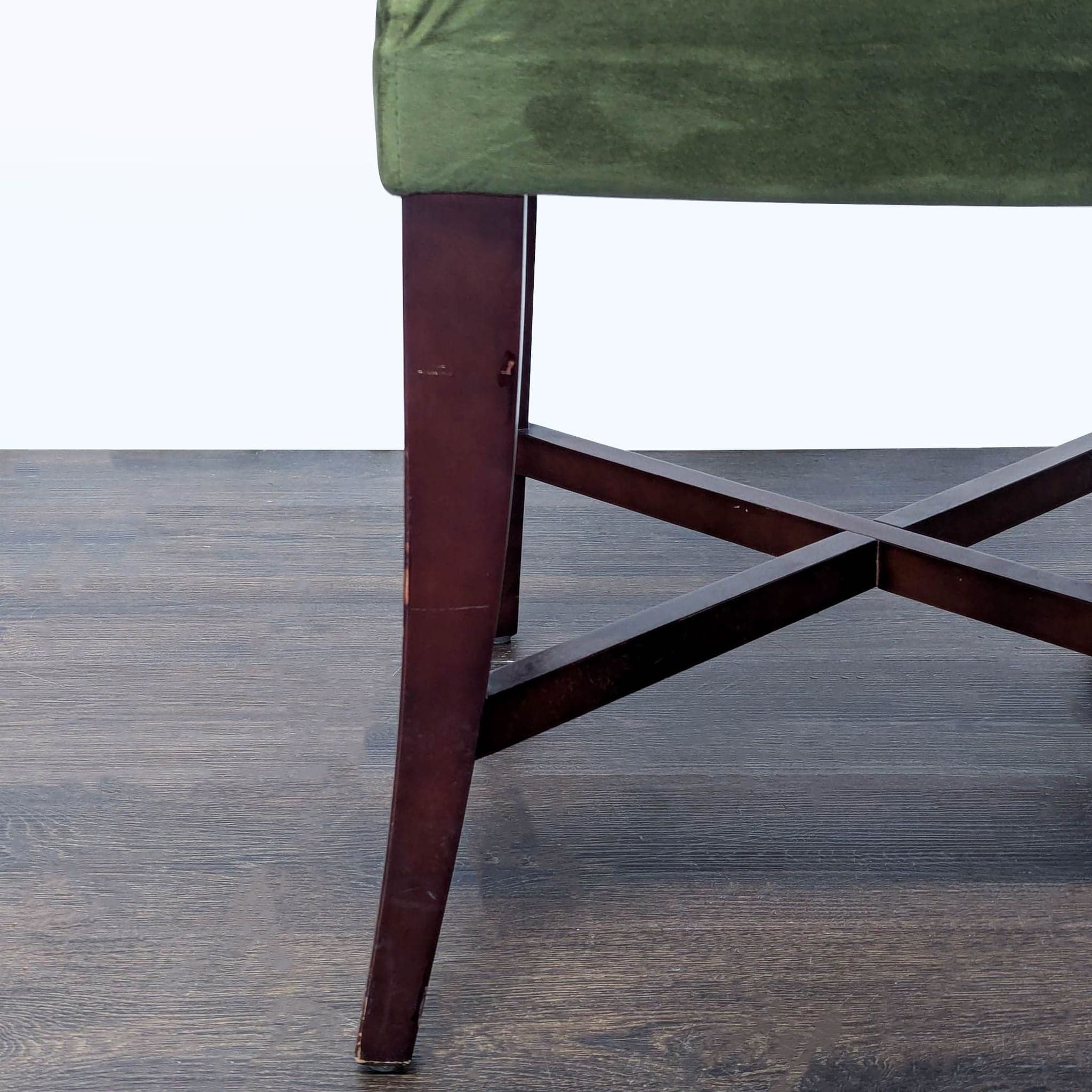 Set of Six Upholstered Dining Chairs With Wood Legs - Thumbnail 9