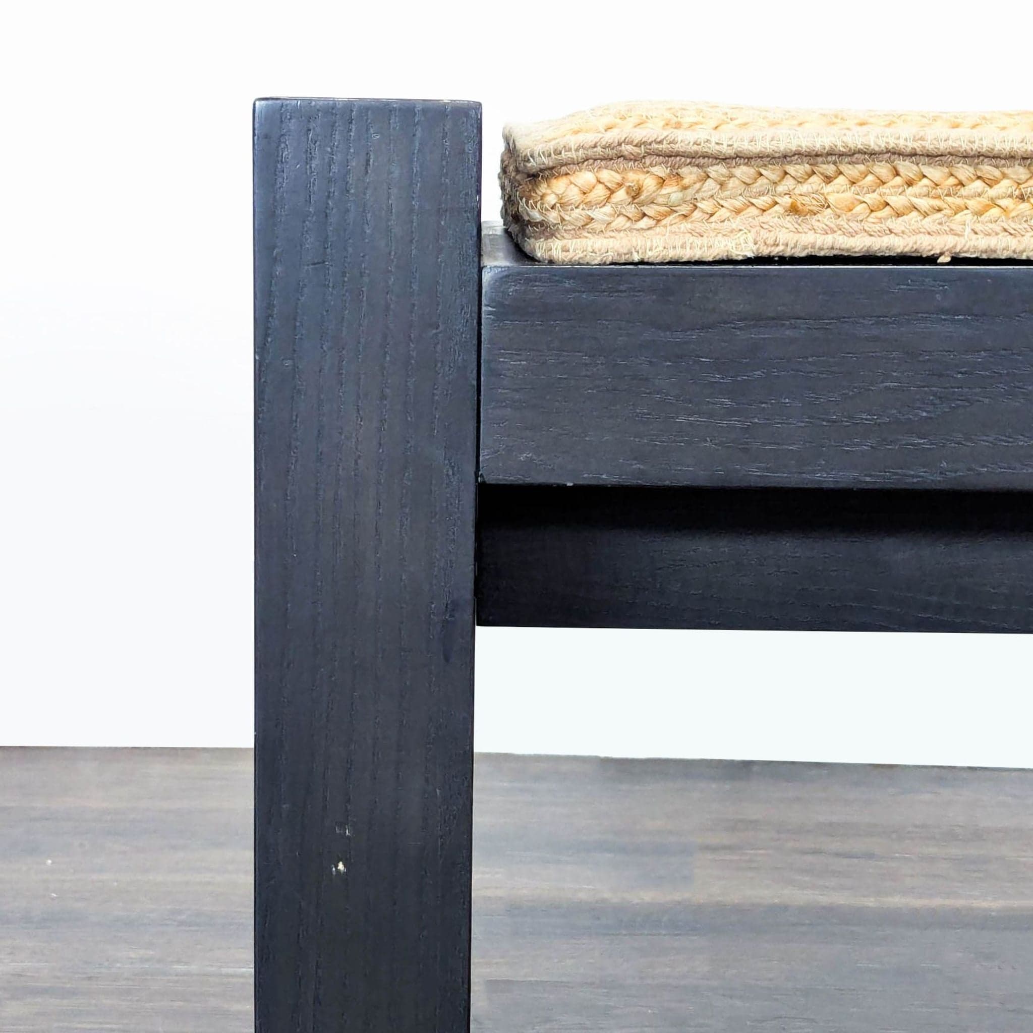 West Elm Wood Bench with Woven Wicker Cushion - Thumbnail 5