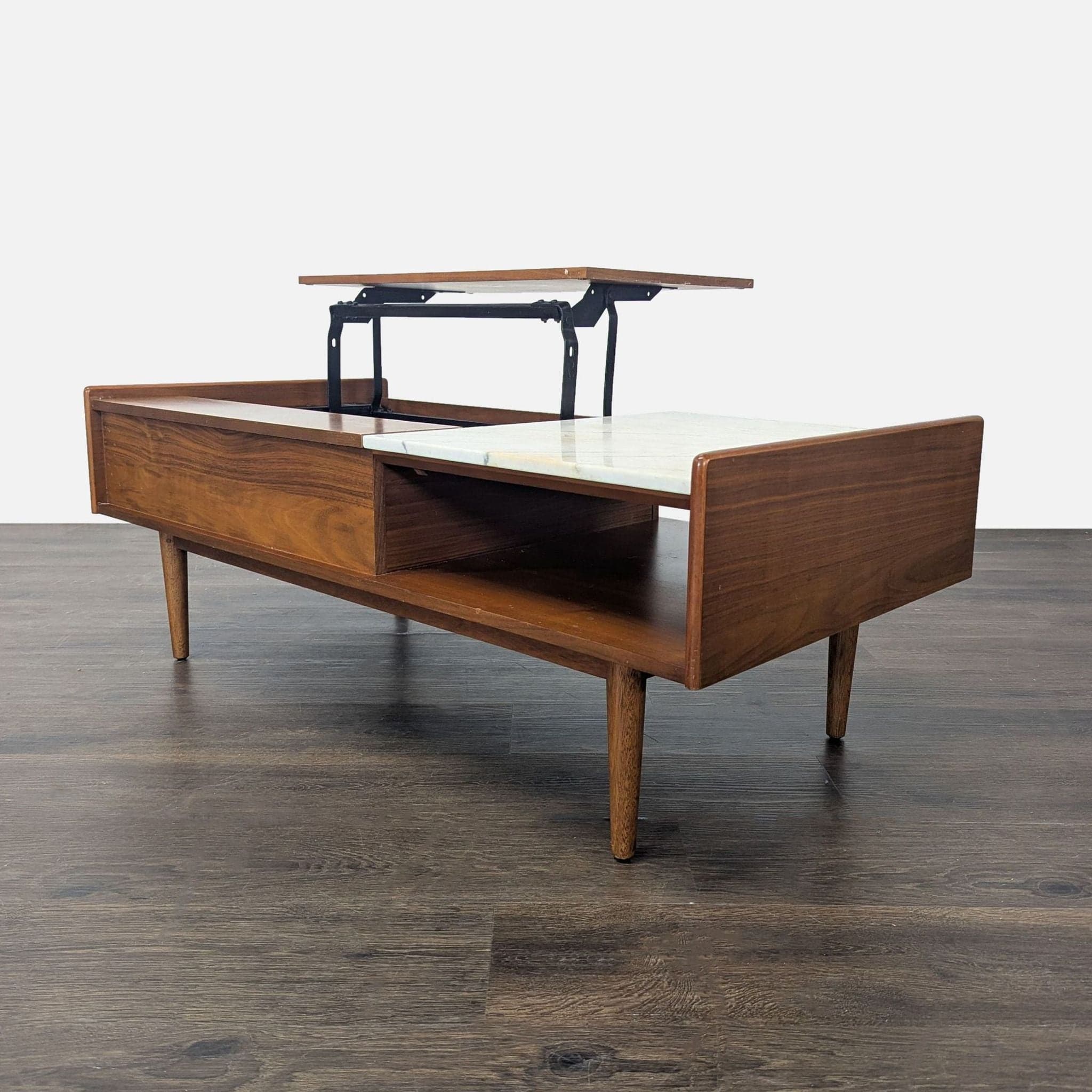 West Elm Marble & Wood Pop-UP Coffee Table - Thumbnail 2