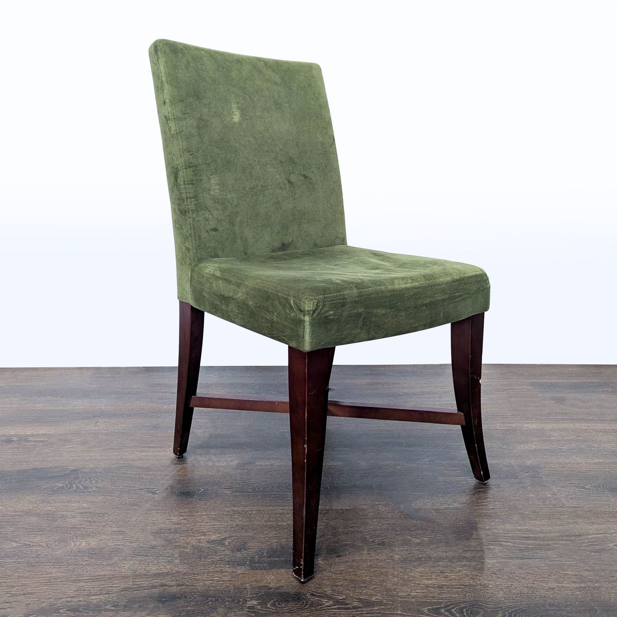 Set of Six Upholstered Dining Chairs With Wood Legs - Thumbnail 3
