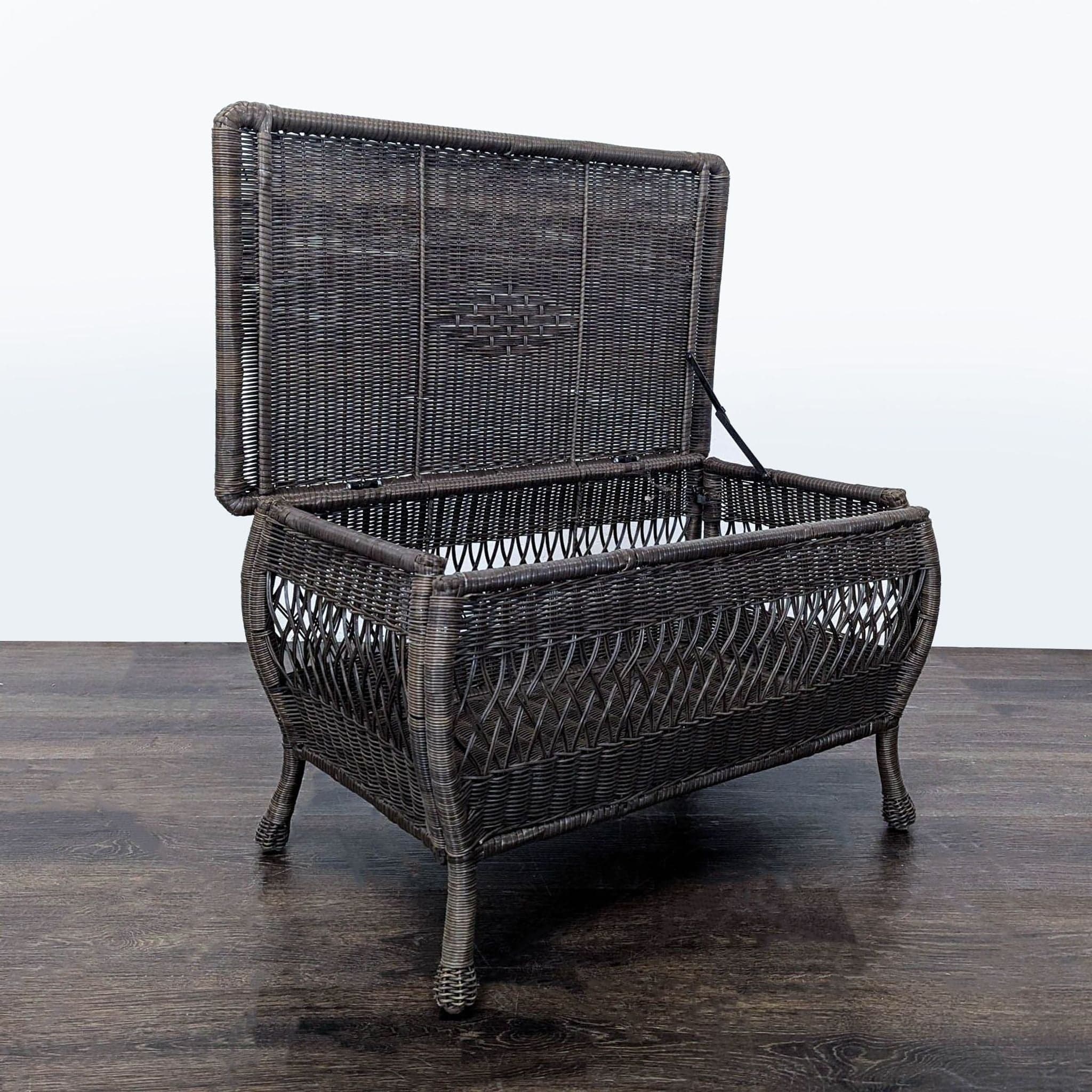 Dark Brown All Weather Wicker Coffee Table with Curved Legs - Thumbnail 2