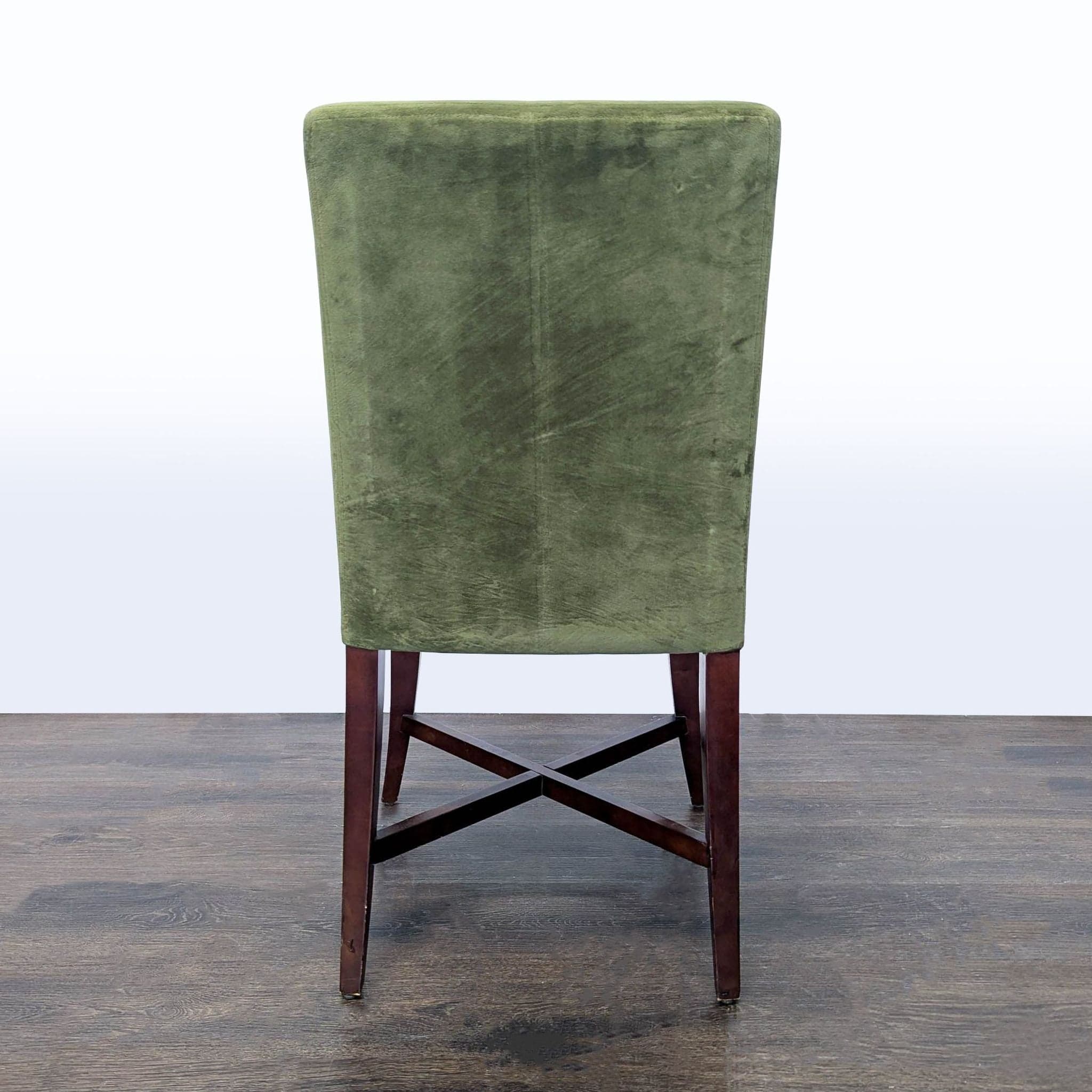 Set of Six Upholstered Dining Chairs With Wood Legs - Thumbnail 6
