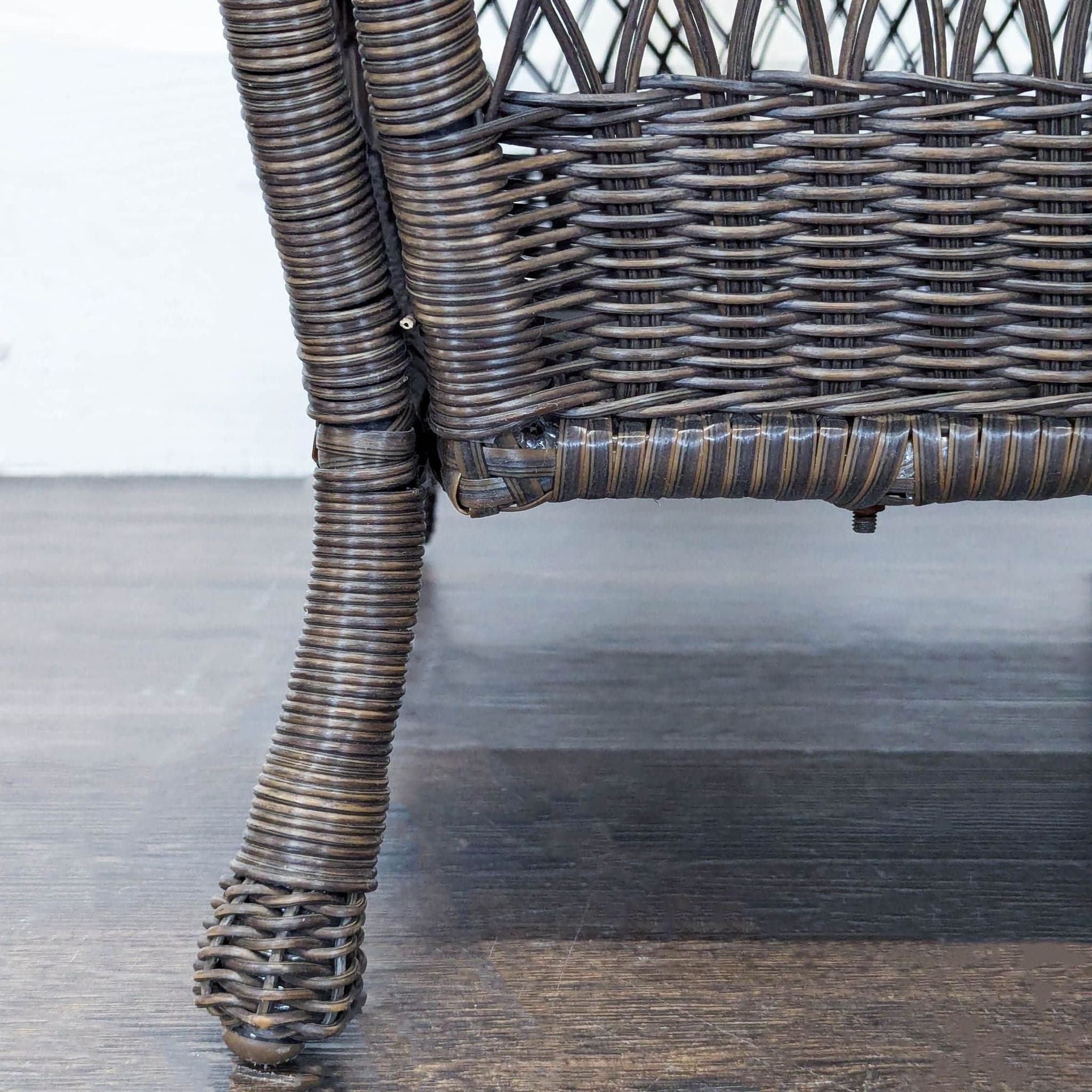 Dark Brown All Weather Wicker Coffee Table with Curved Legs - Thumbnail 7